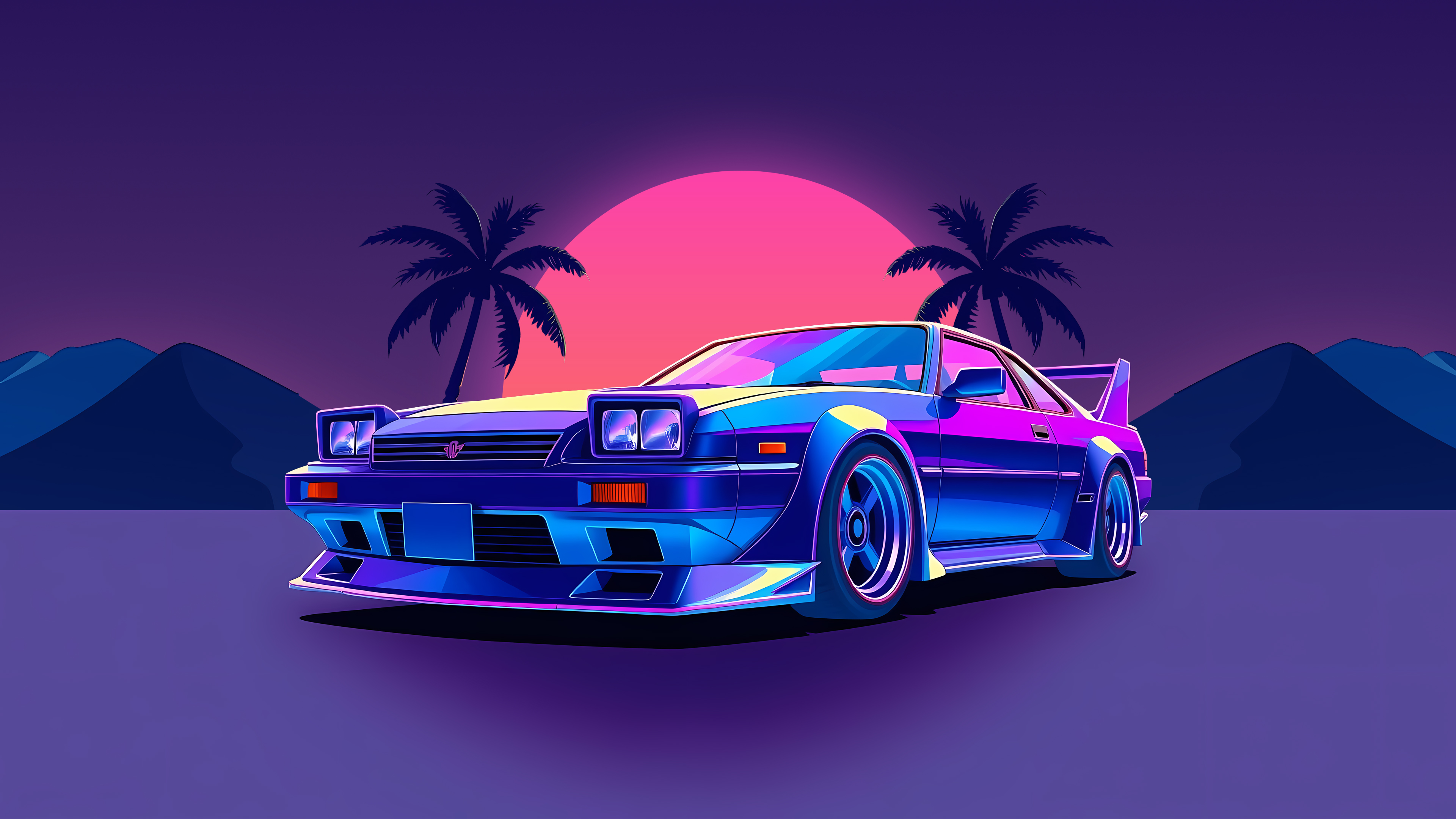 Спорт кар в стиле вейпор вейв