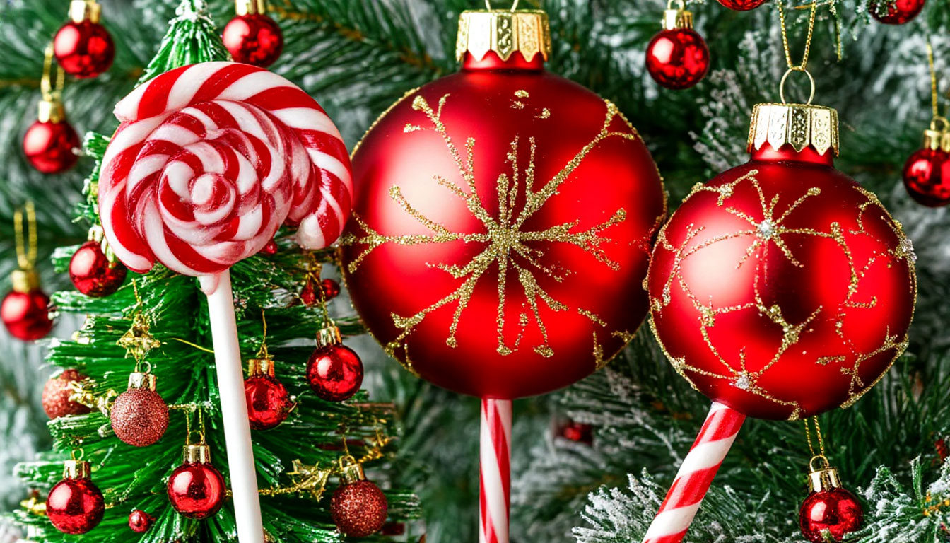 Бесплатная открытка Новогодний леденец на палочке