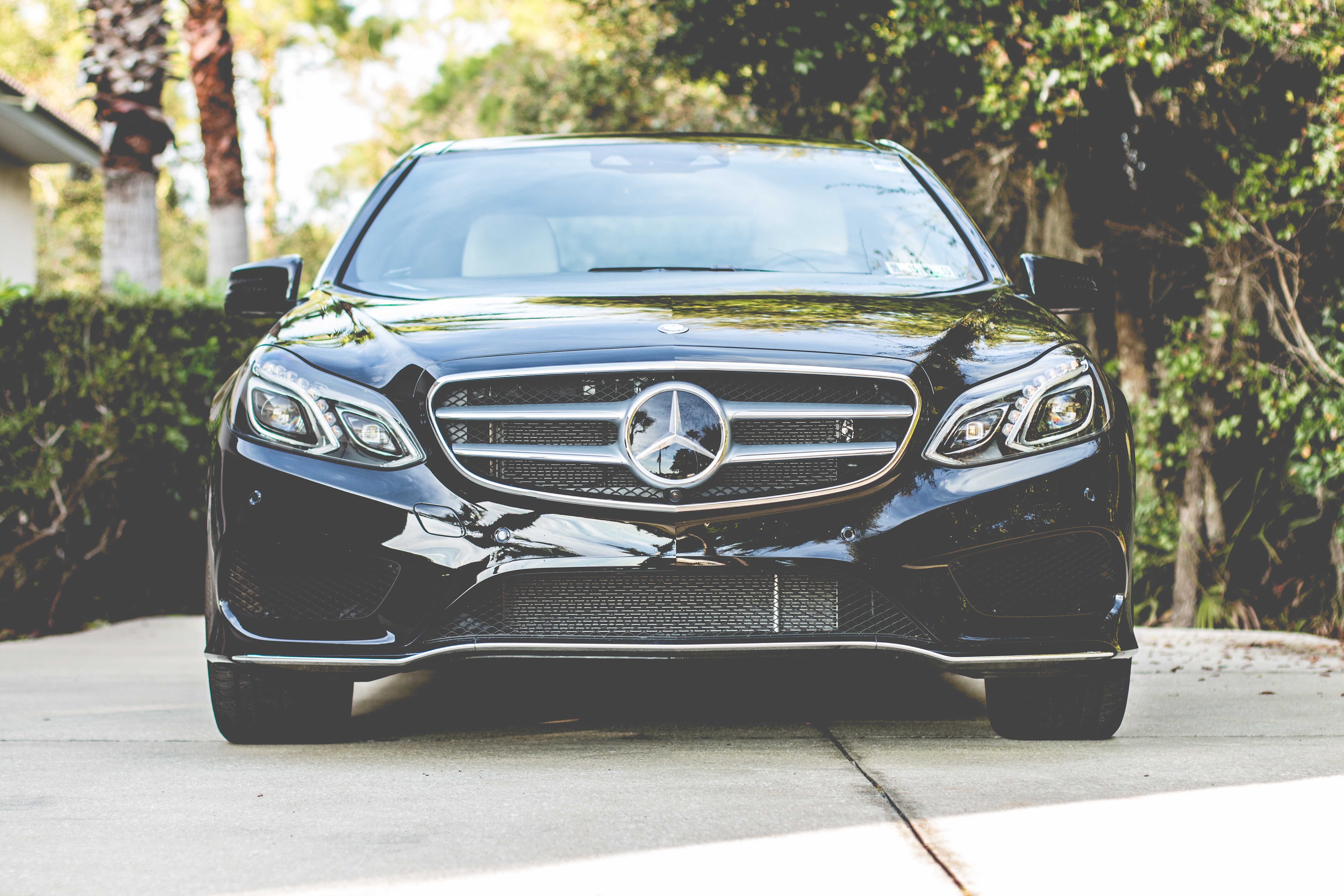 Wallpapers black car Mercedes Benz logo on the desktop