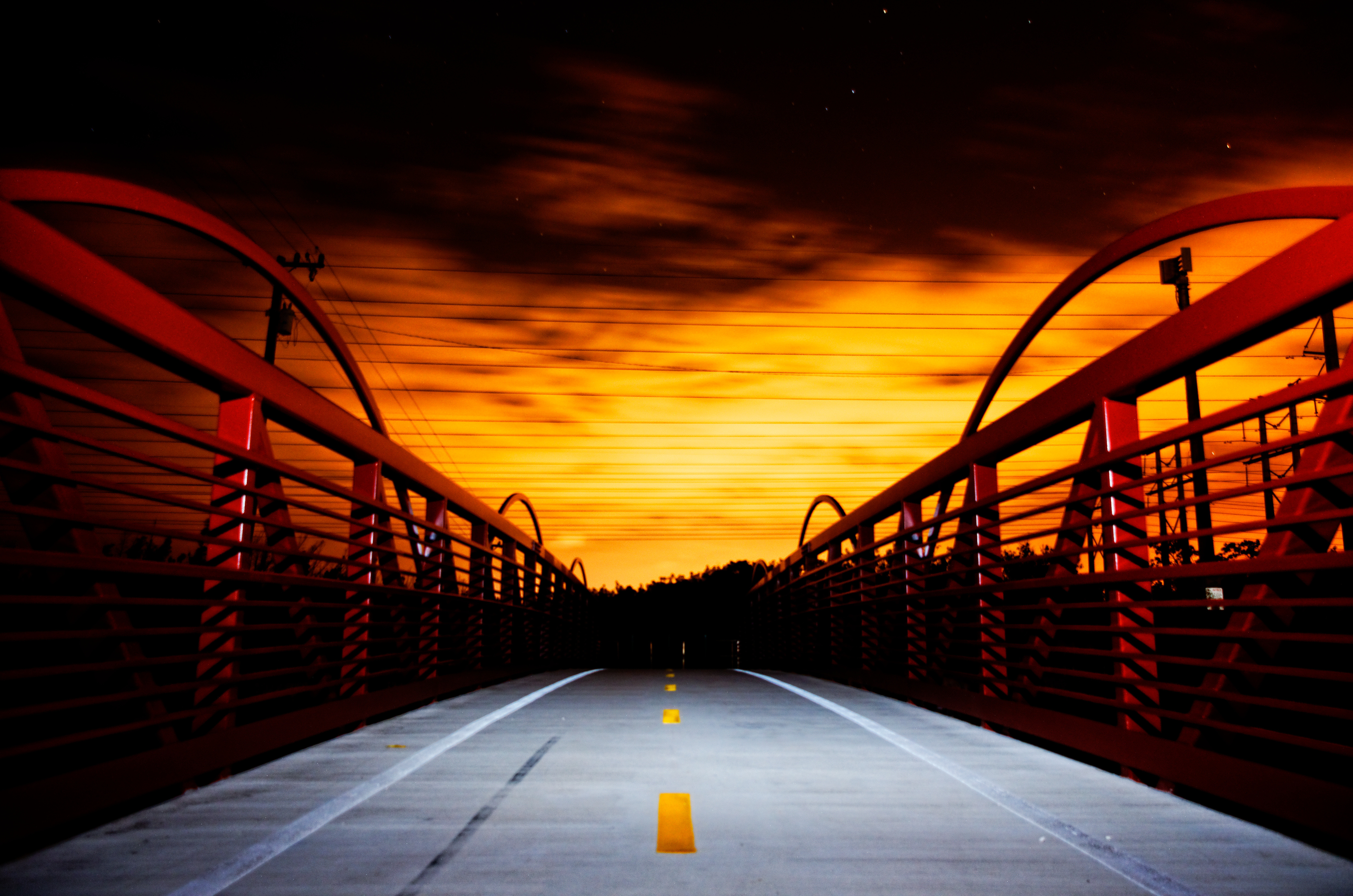 Wallpapers wallpaper bridge orange sky sunset on the desktop