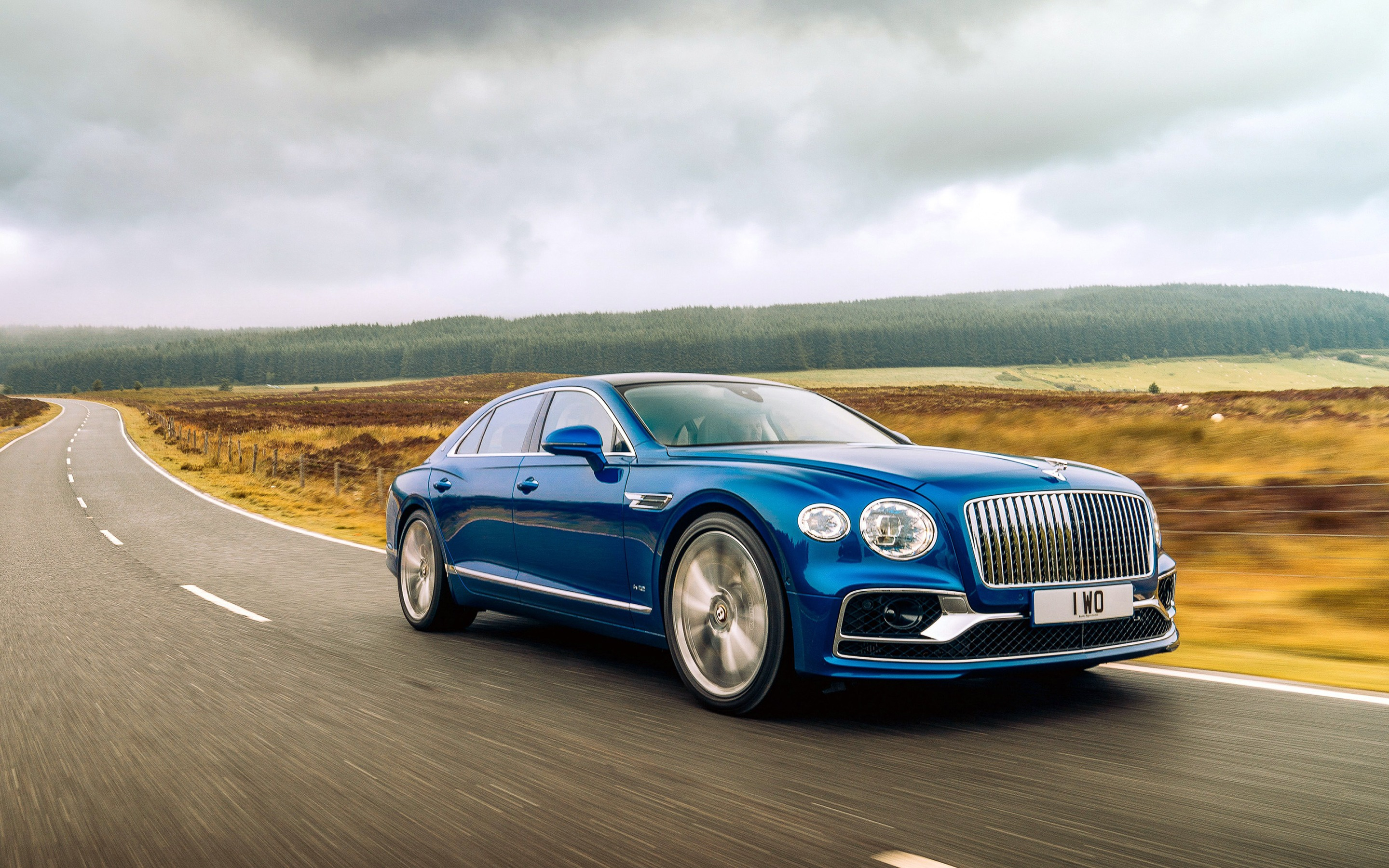 Wallpapers road wallpaper bentley flying spur blue luxury cars on the desktop