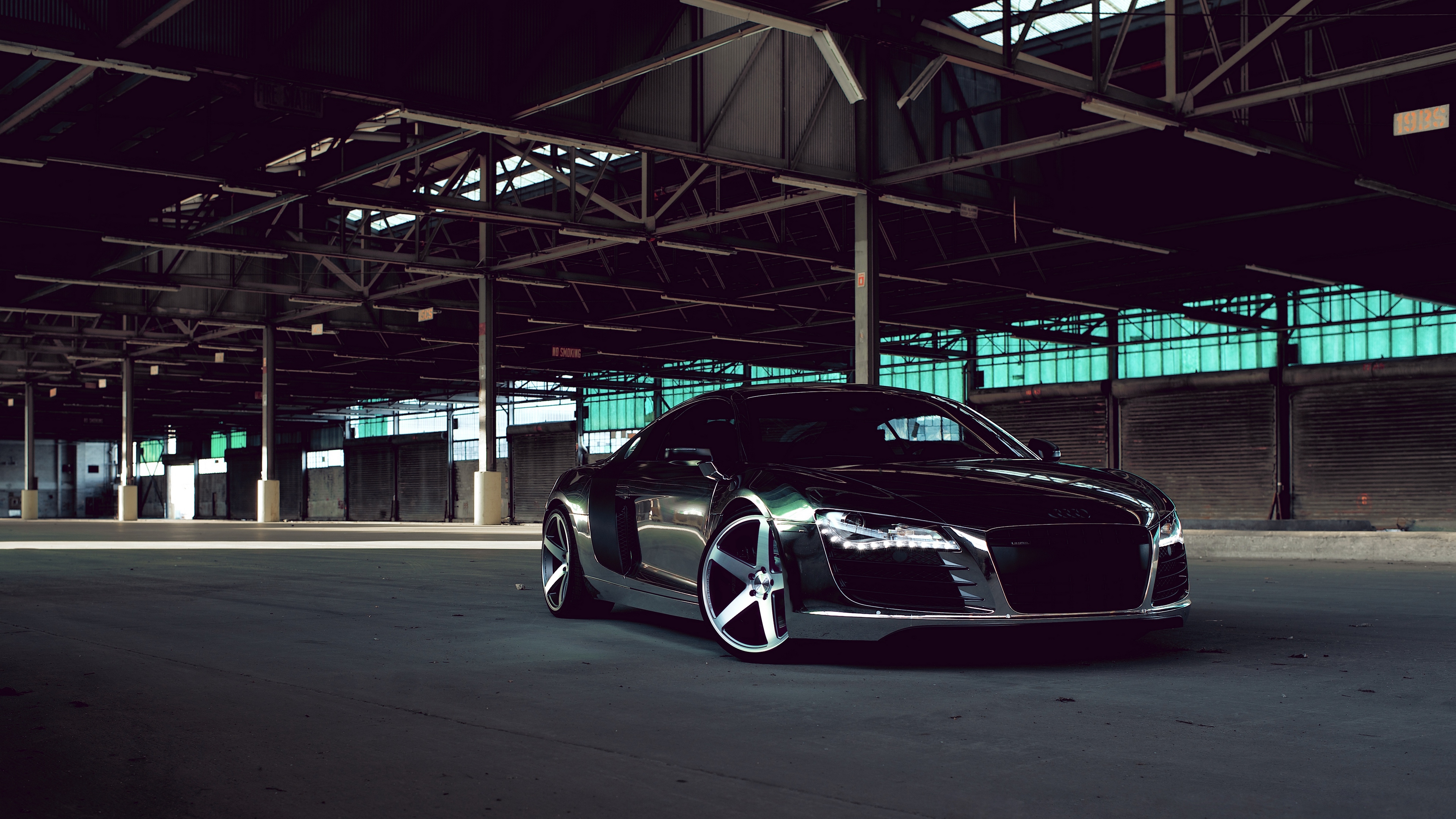 Обои Wallpaper Audi R8 Chrome черный спортивные автомобили на рабочий стол