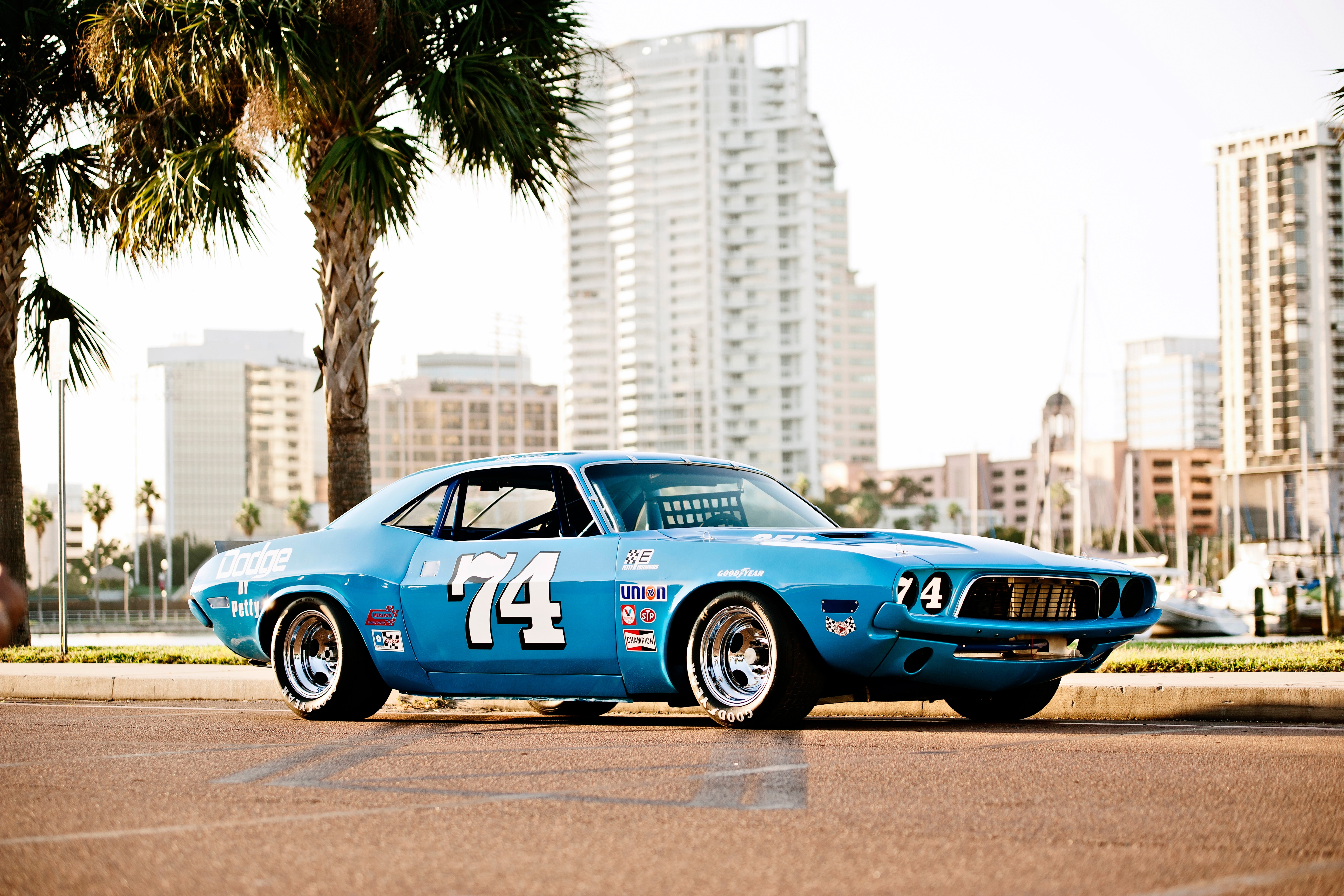 Wallpapers Dodge Challanger 1974 muscle blue car on the desktop