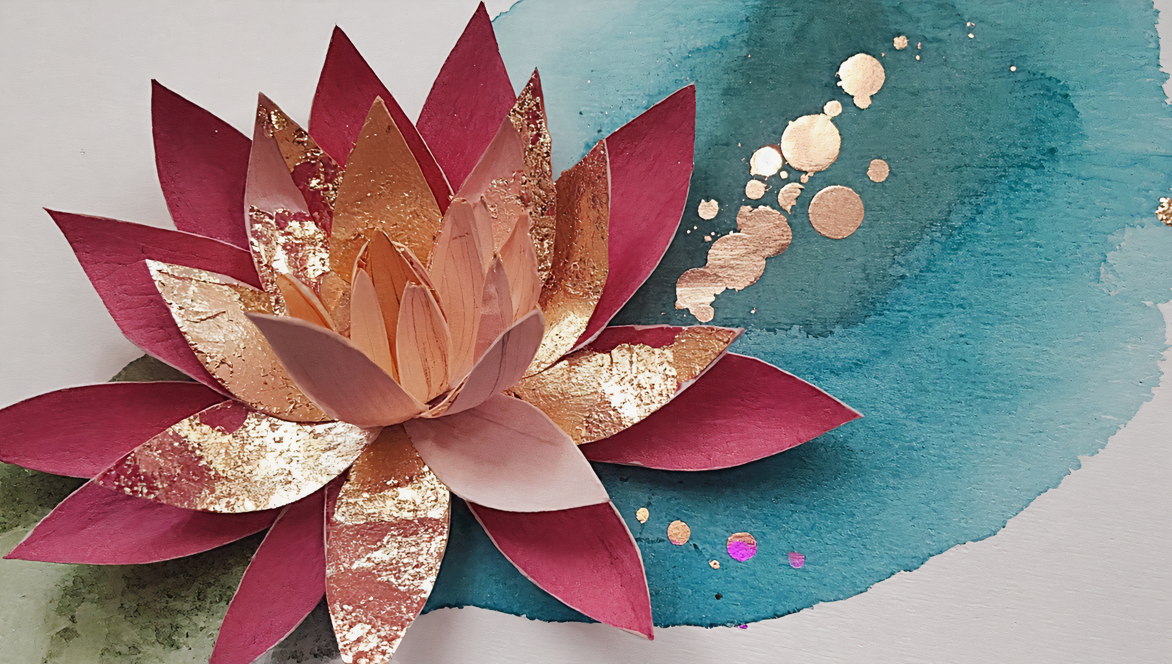 Free photo Abstract painting of a lotus flower on a lake