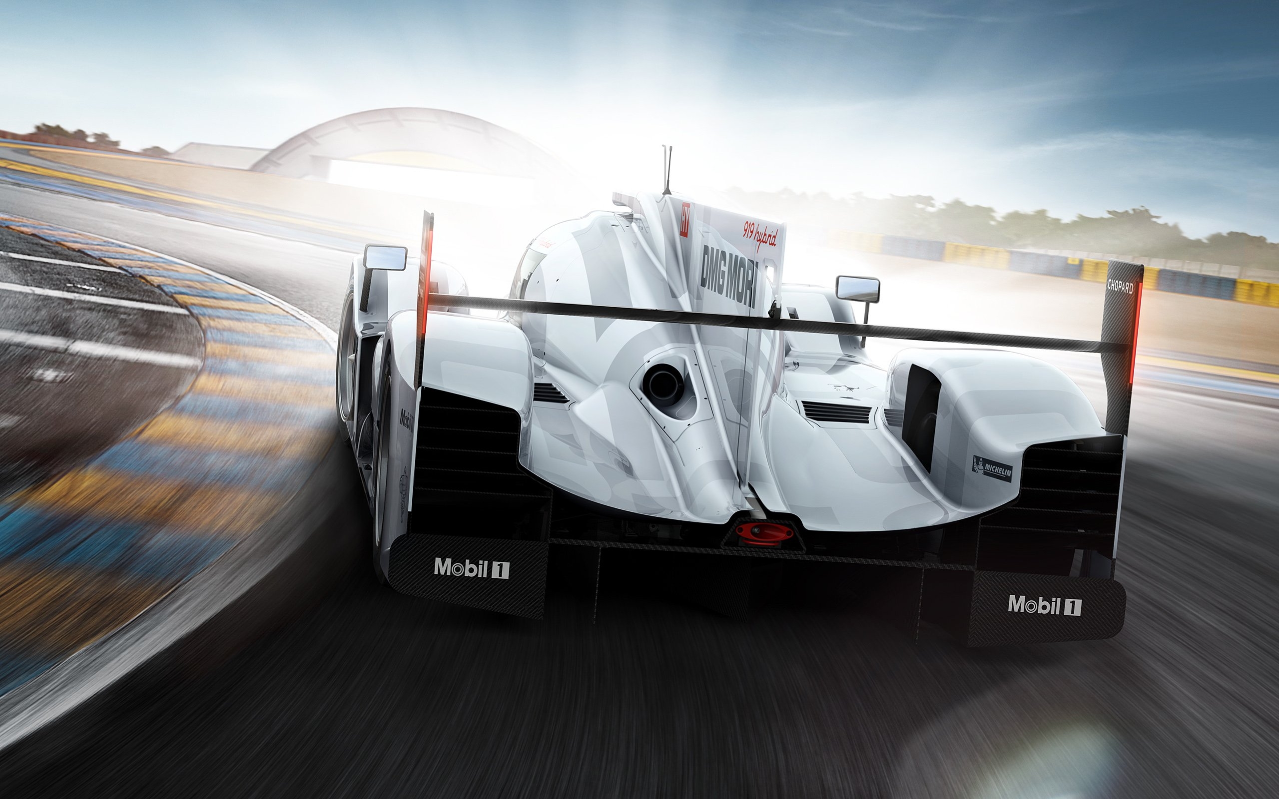 Wallpapers porsche 919 hybrid back view racing on the desktop