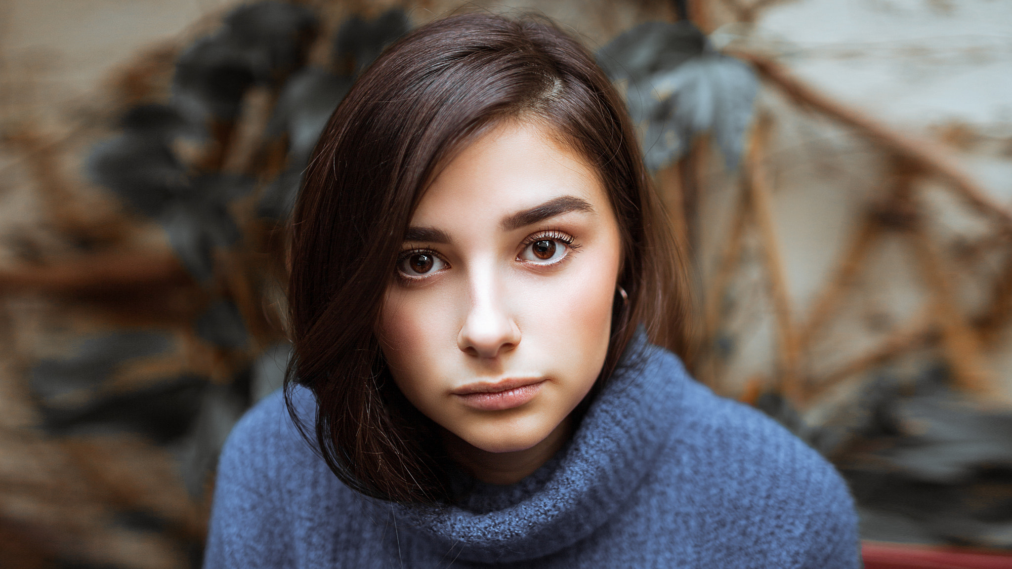 Wallpapers females turtlenecks face on the desktop