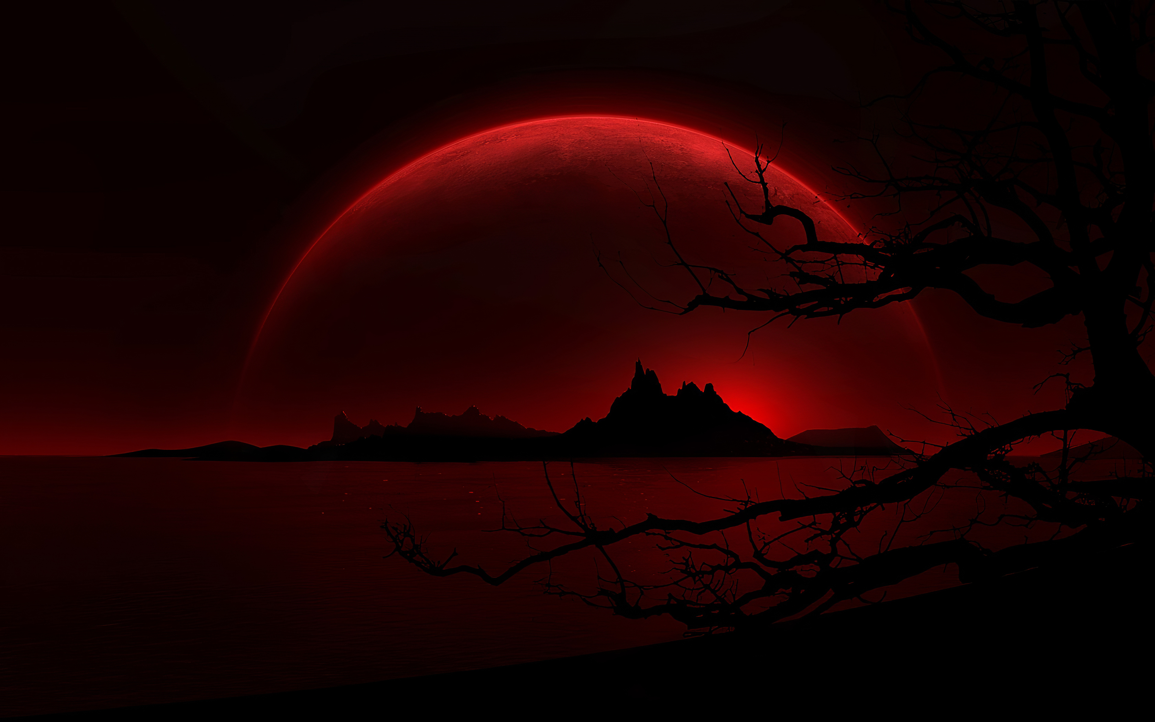 红月照夜河