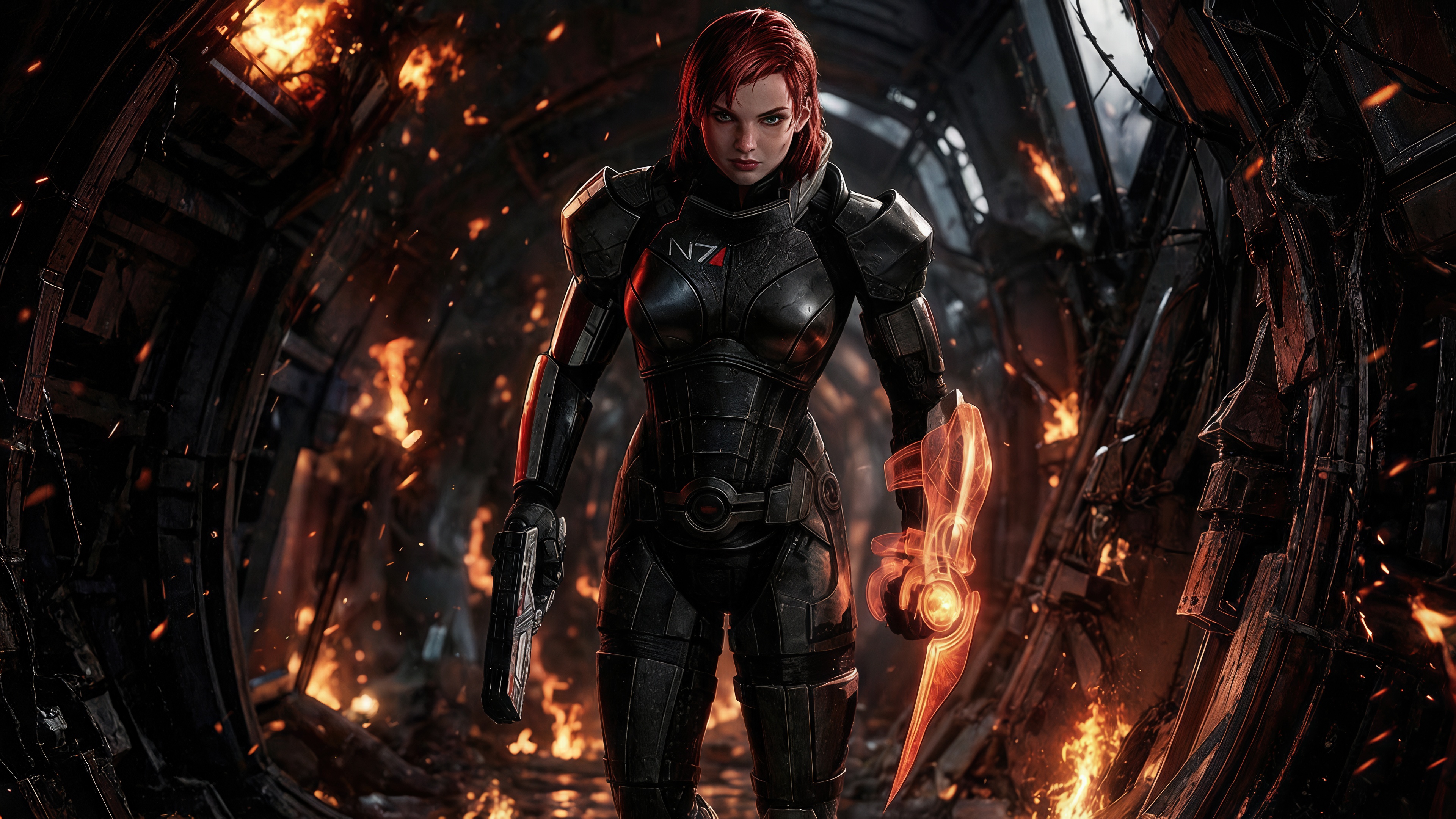 Wallpapers Mass-Effect Shepard weapons on the desktop