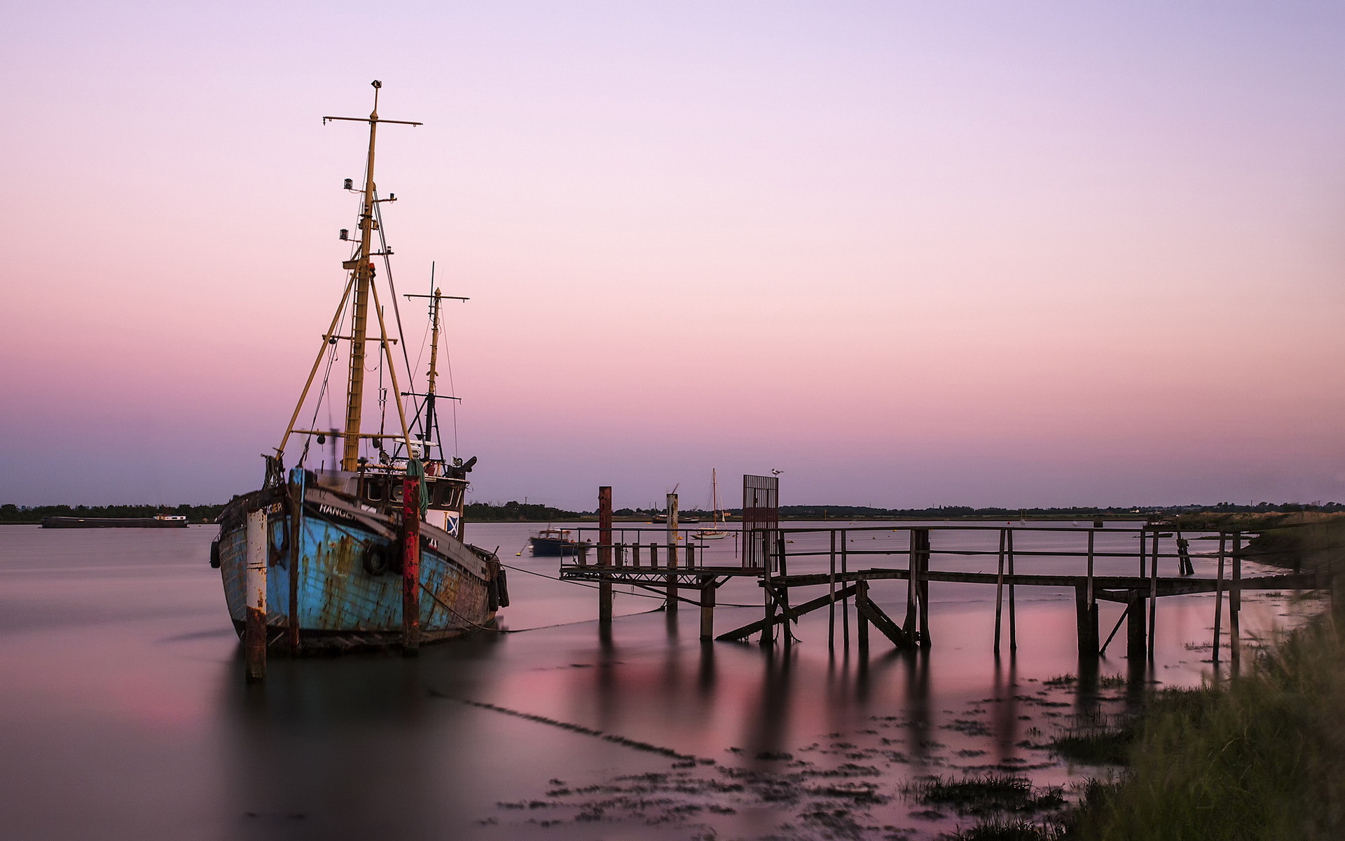 Wallpapers old fishing boat the bridge other on the desktop