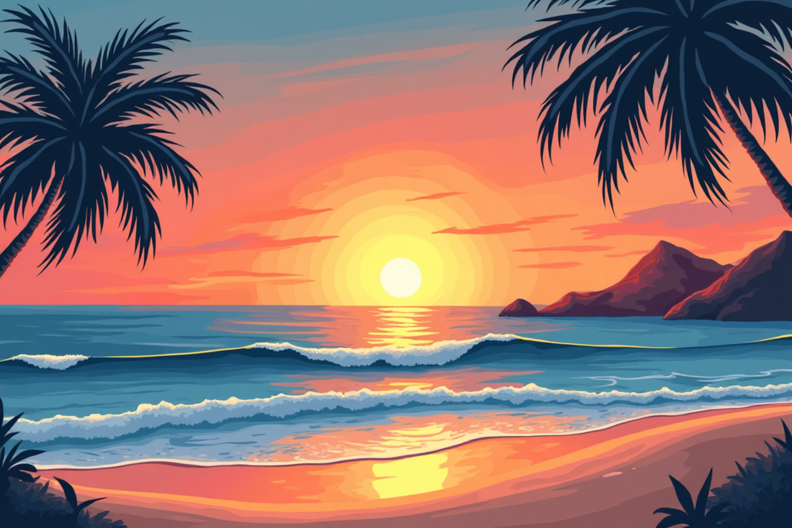 Бесплатное фото Закат на острове