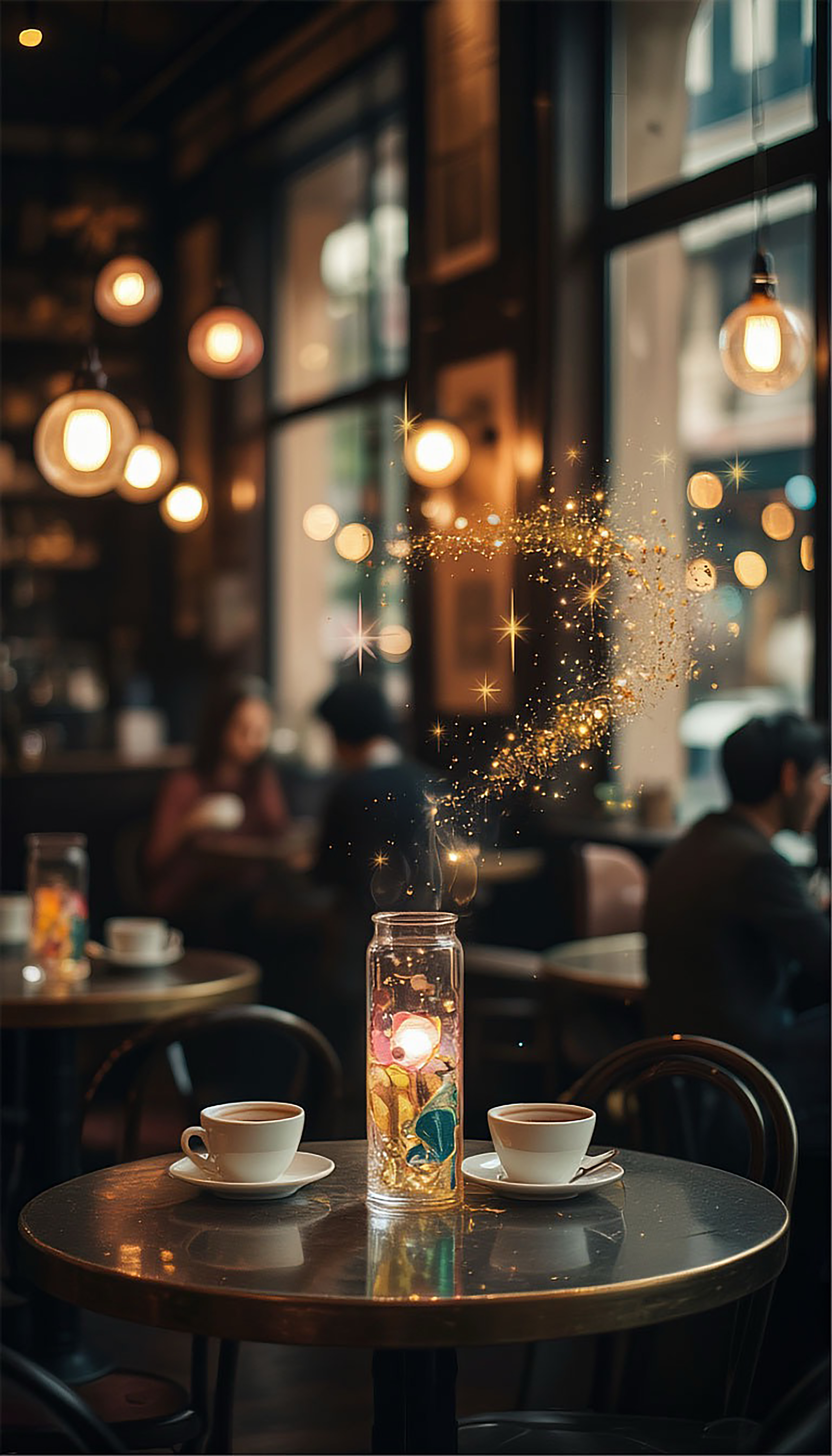 Free photo A magical coffee shop evening