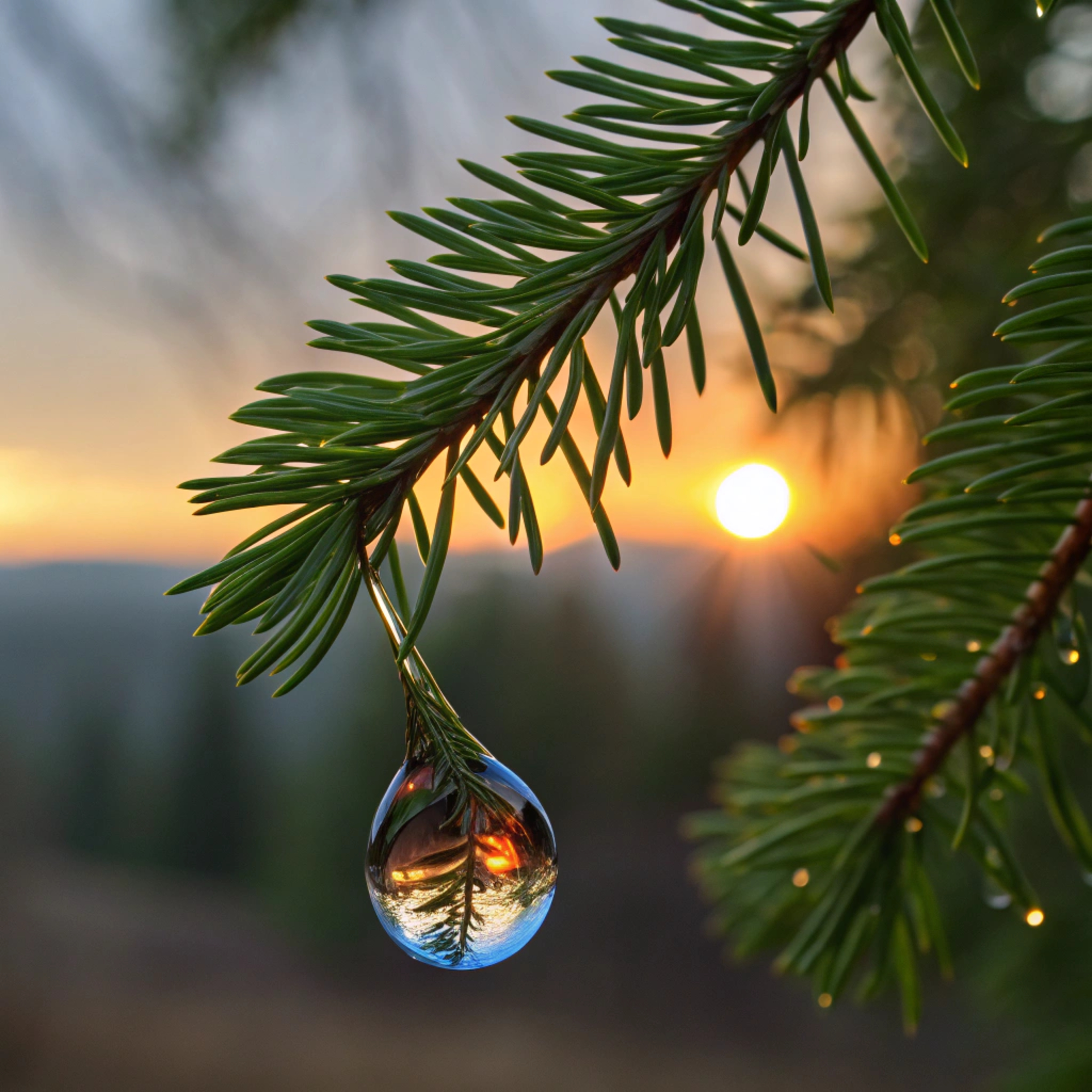 树枝上有蝴蝶的一滴