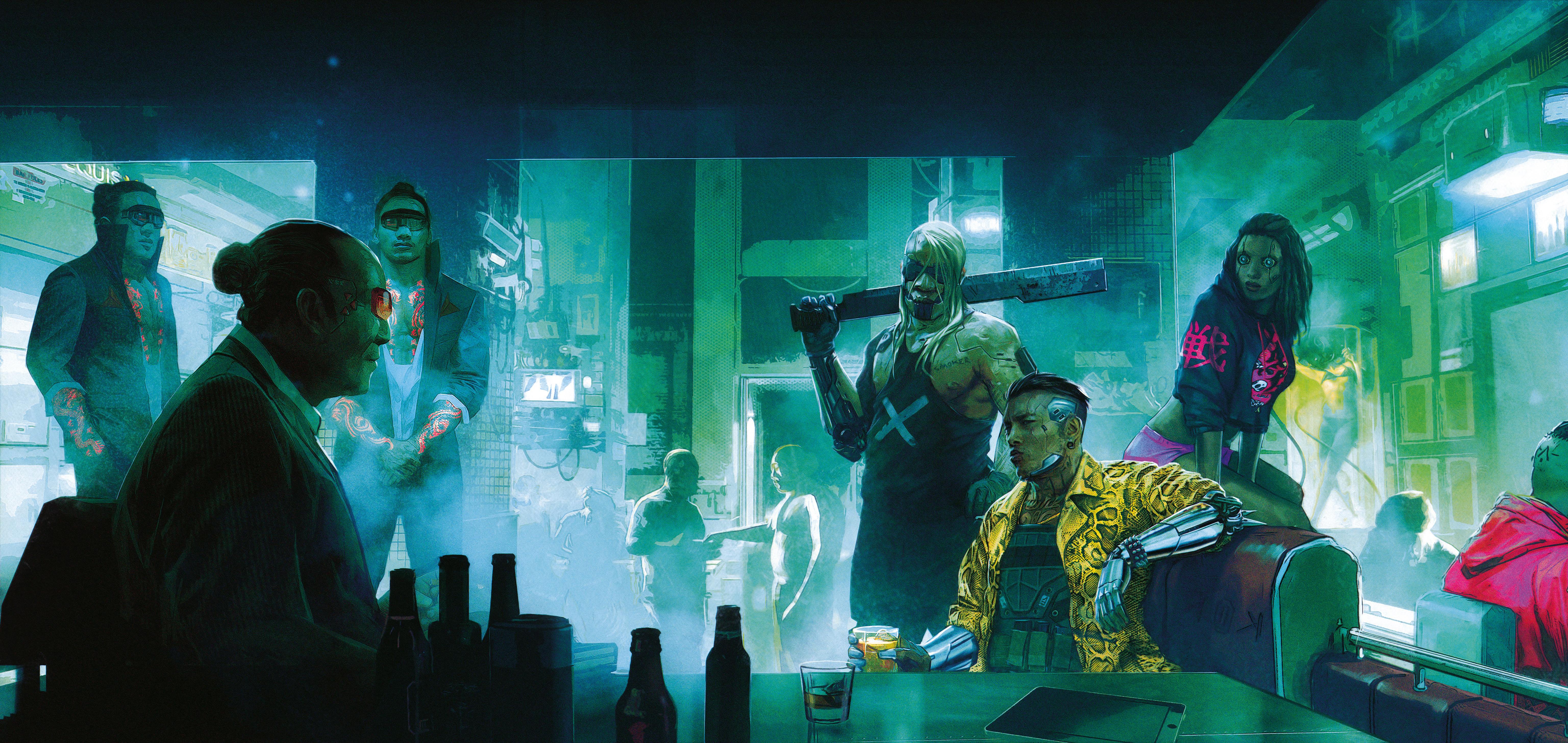 Free photo A feast in the game cyberpunk 2077