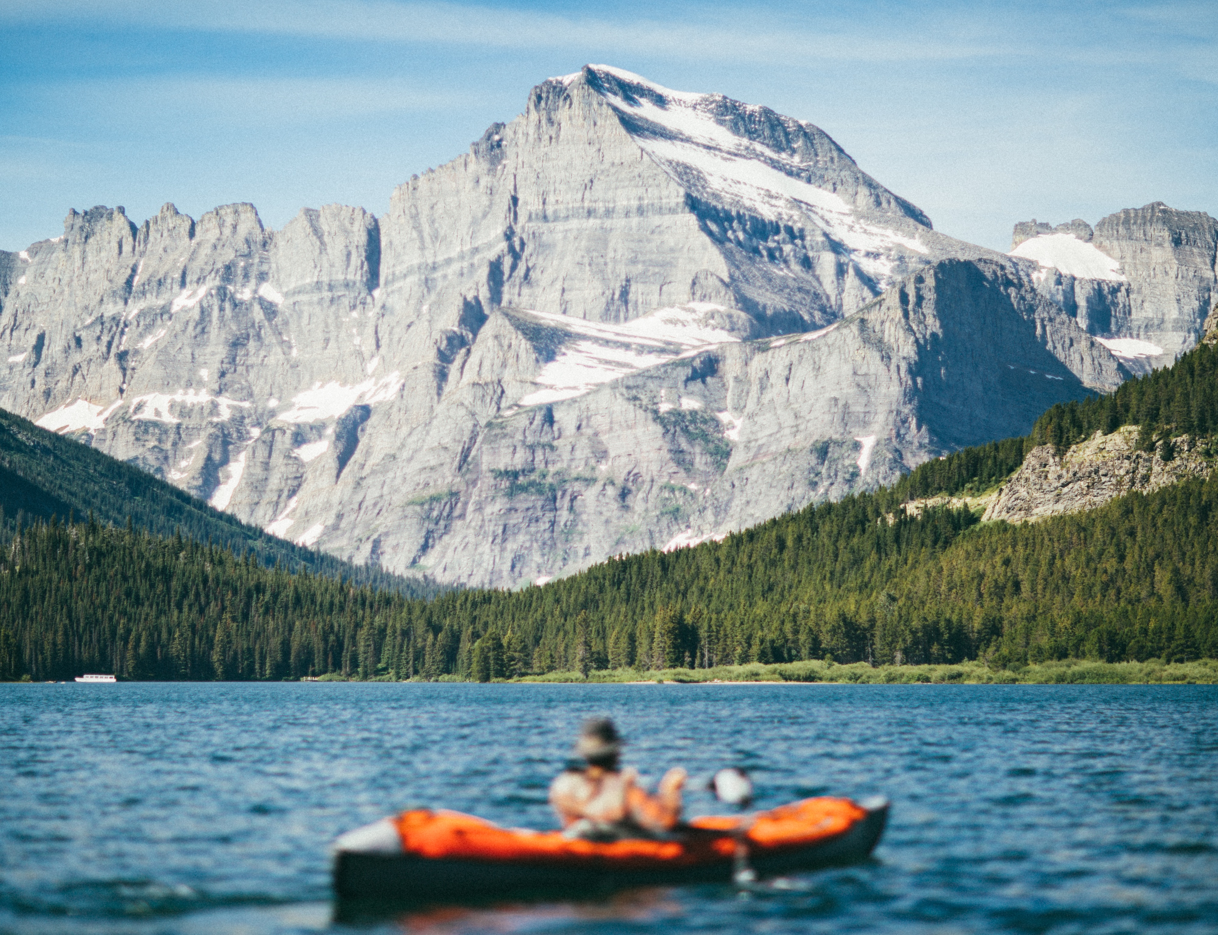 Wallpapers forest mountain boat on the desktop