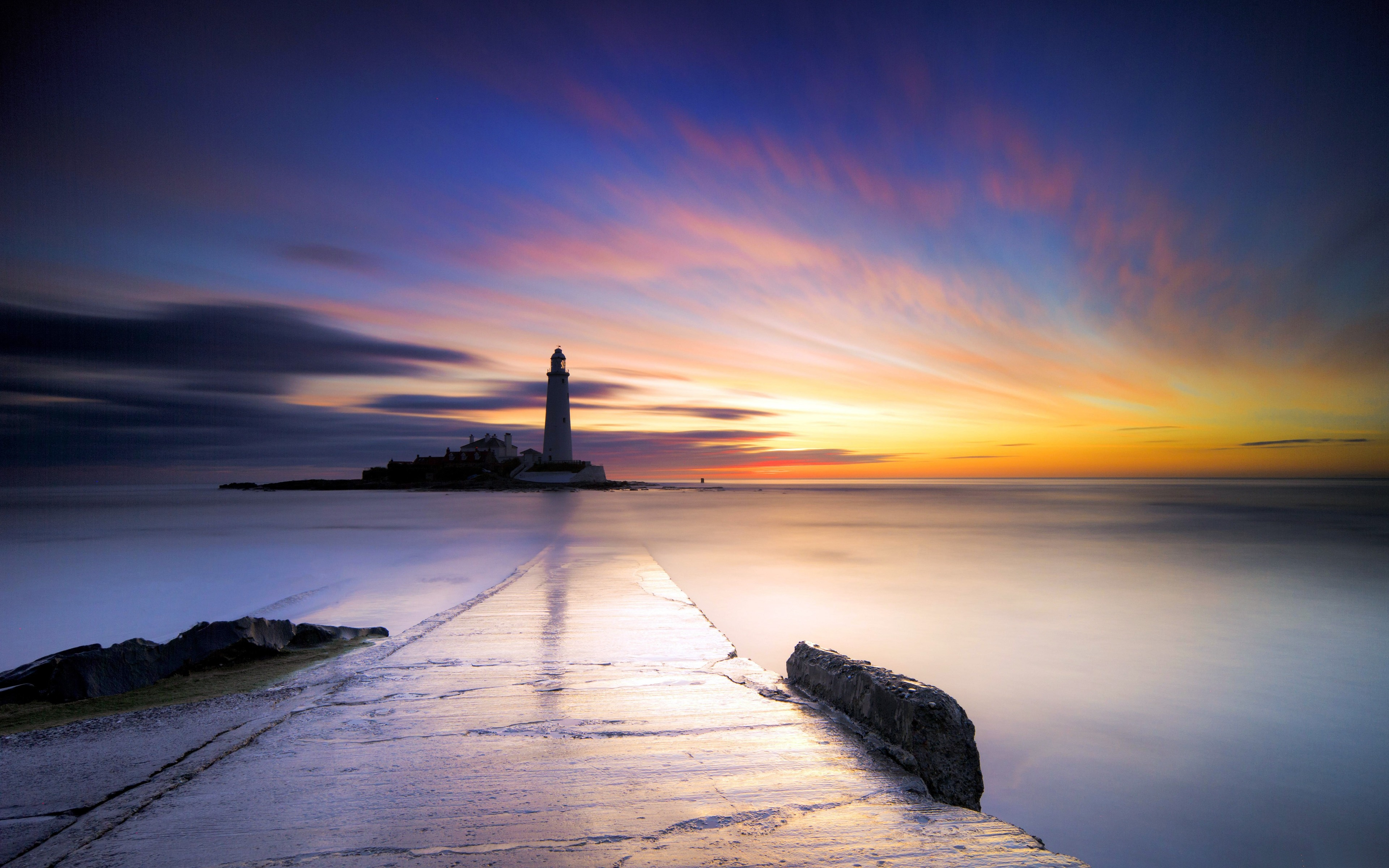 Wallpapers England sunset lighthouse on the desktop