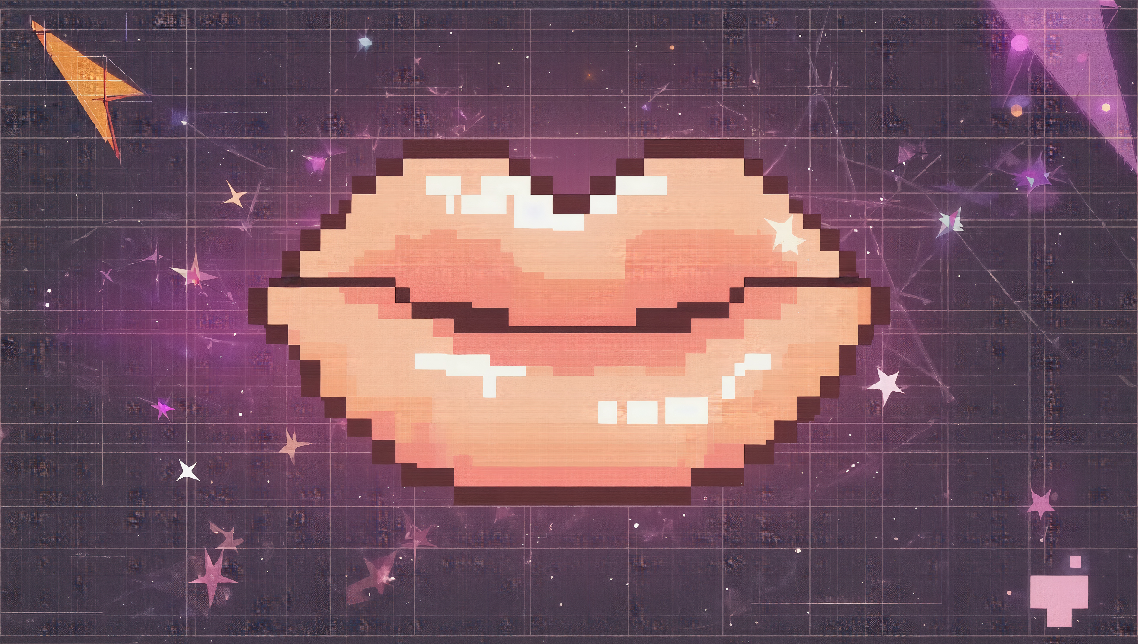 免费照片一幅画有像素化嘴唇的抽象画