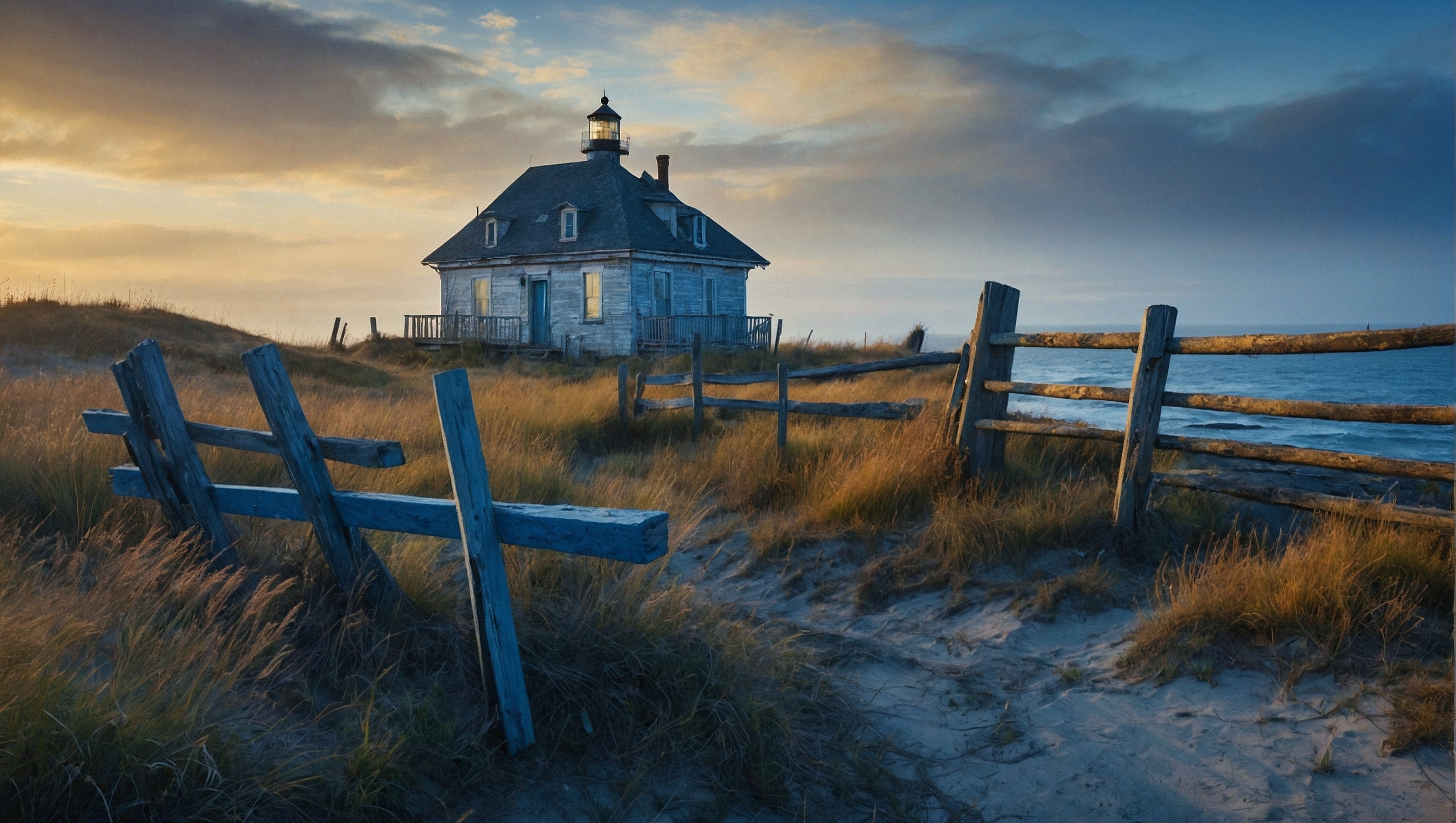 Free photo A run down church sits next to the ocean