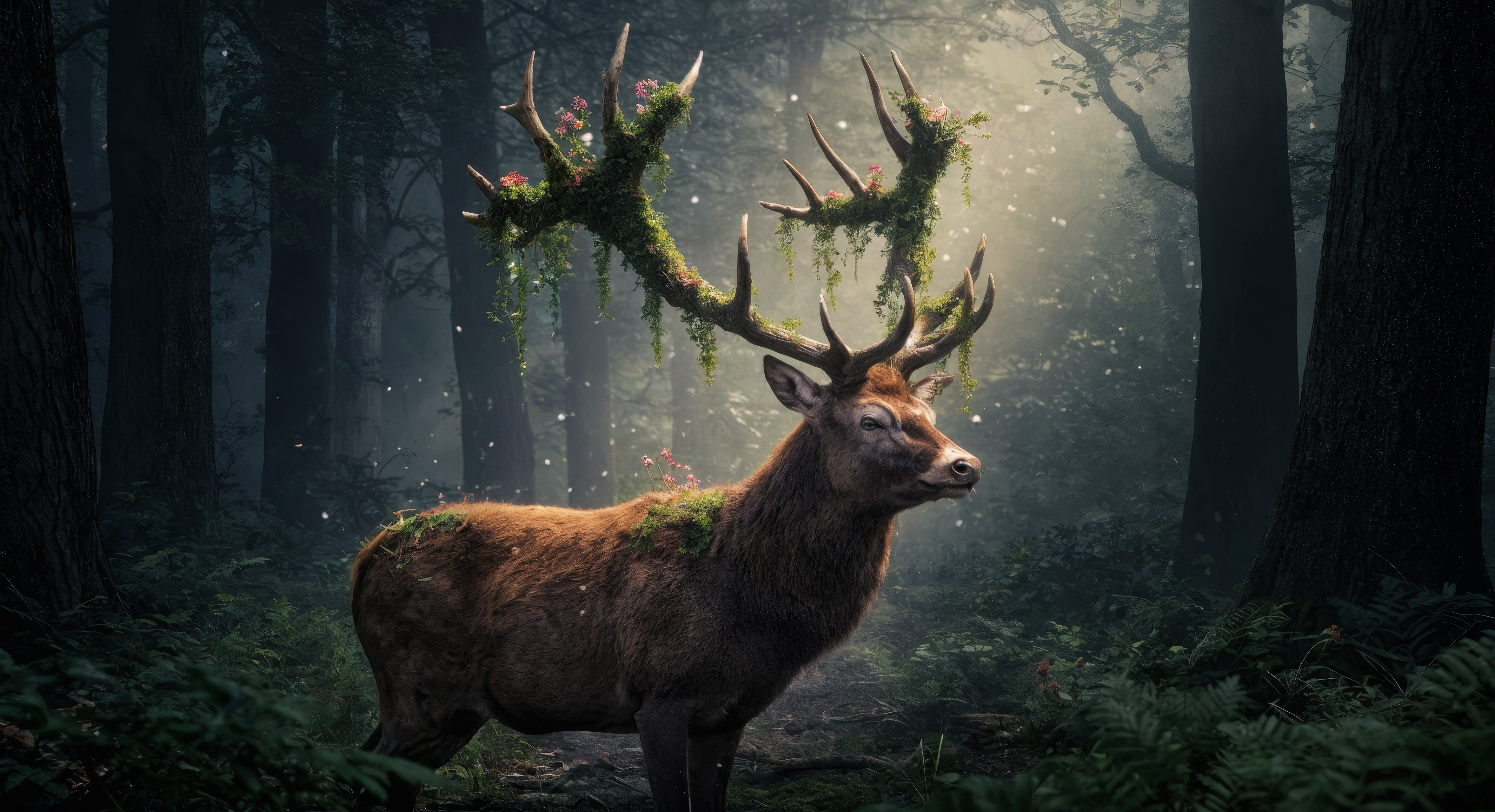 Бесплатное фото Иллюстрация оленя в лесу