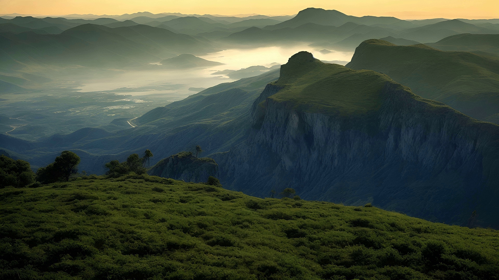 Free photo Mountain landscape and green grass