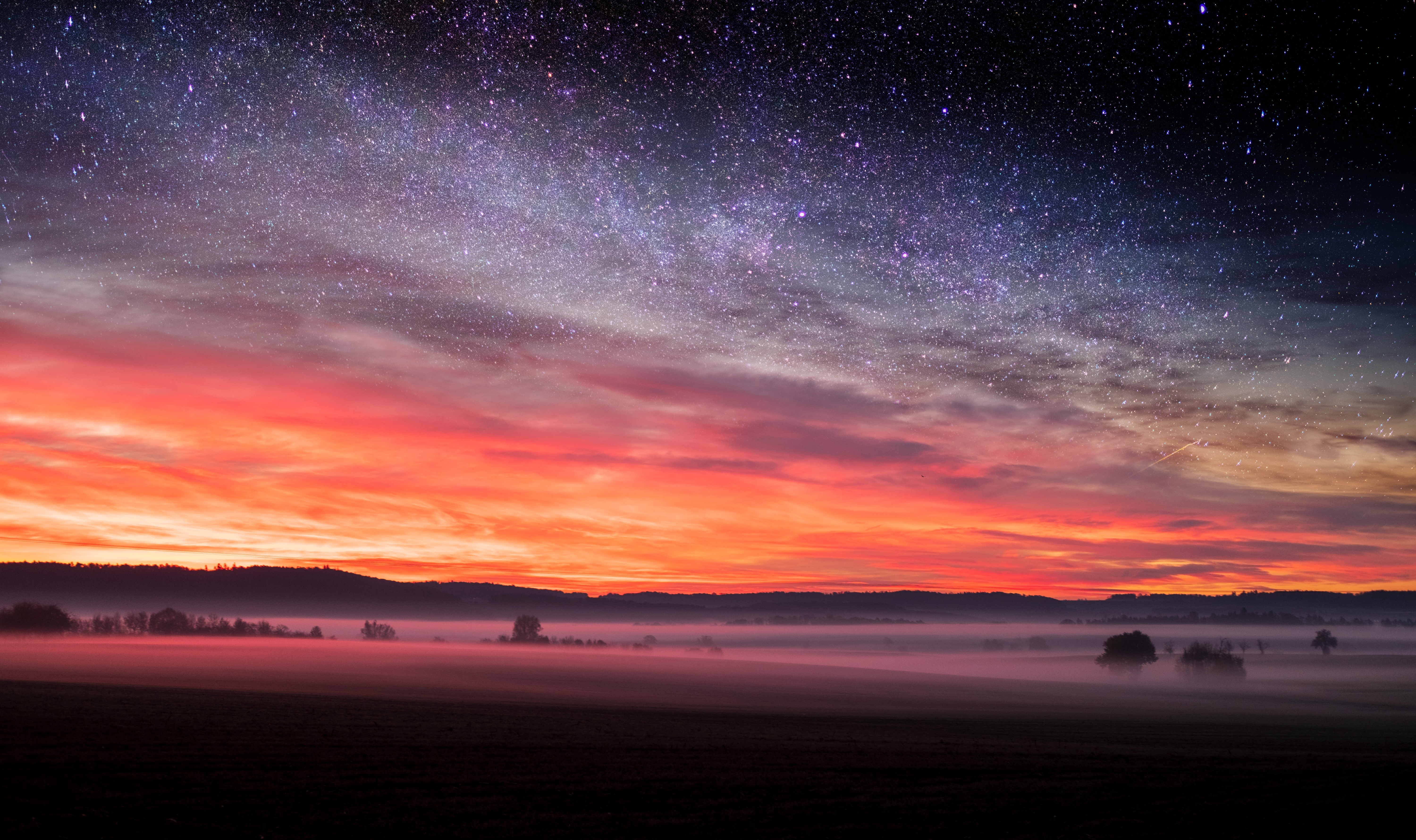 免费照片夕阳下的星空