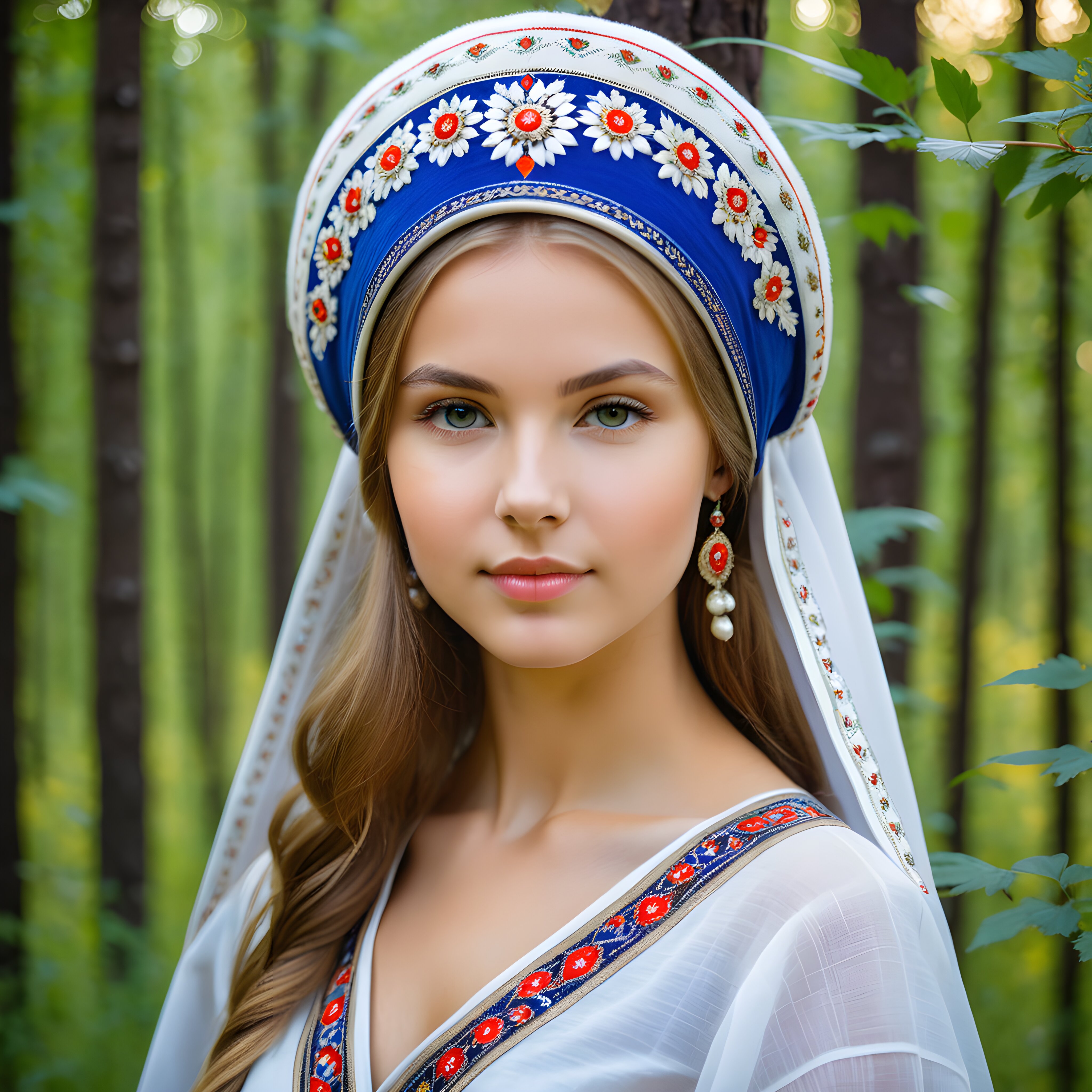 Free photo A beautiful girl in a kokoshnik