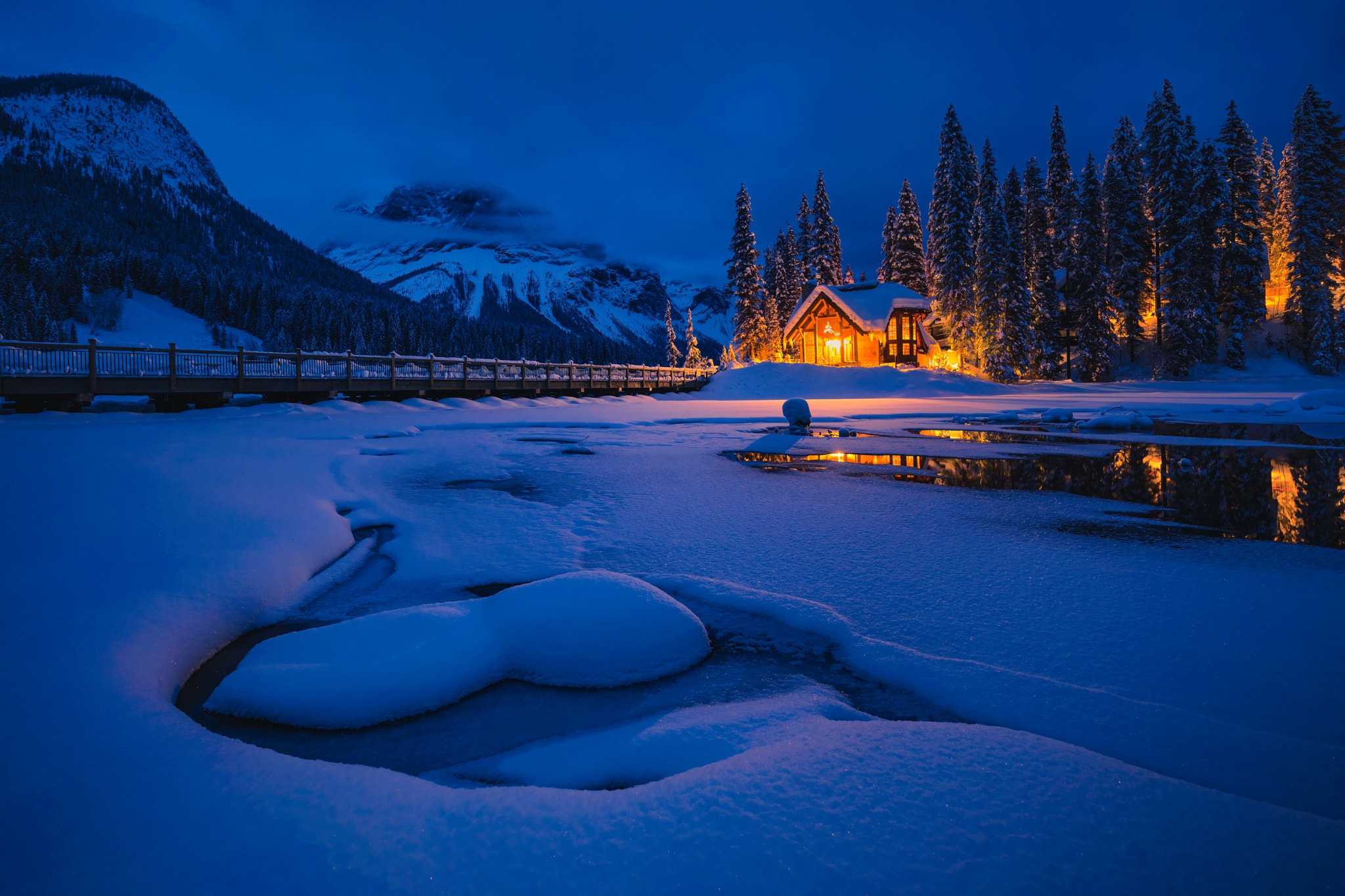 Wallpapers night winter Emerald on the desktop