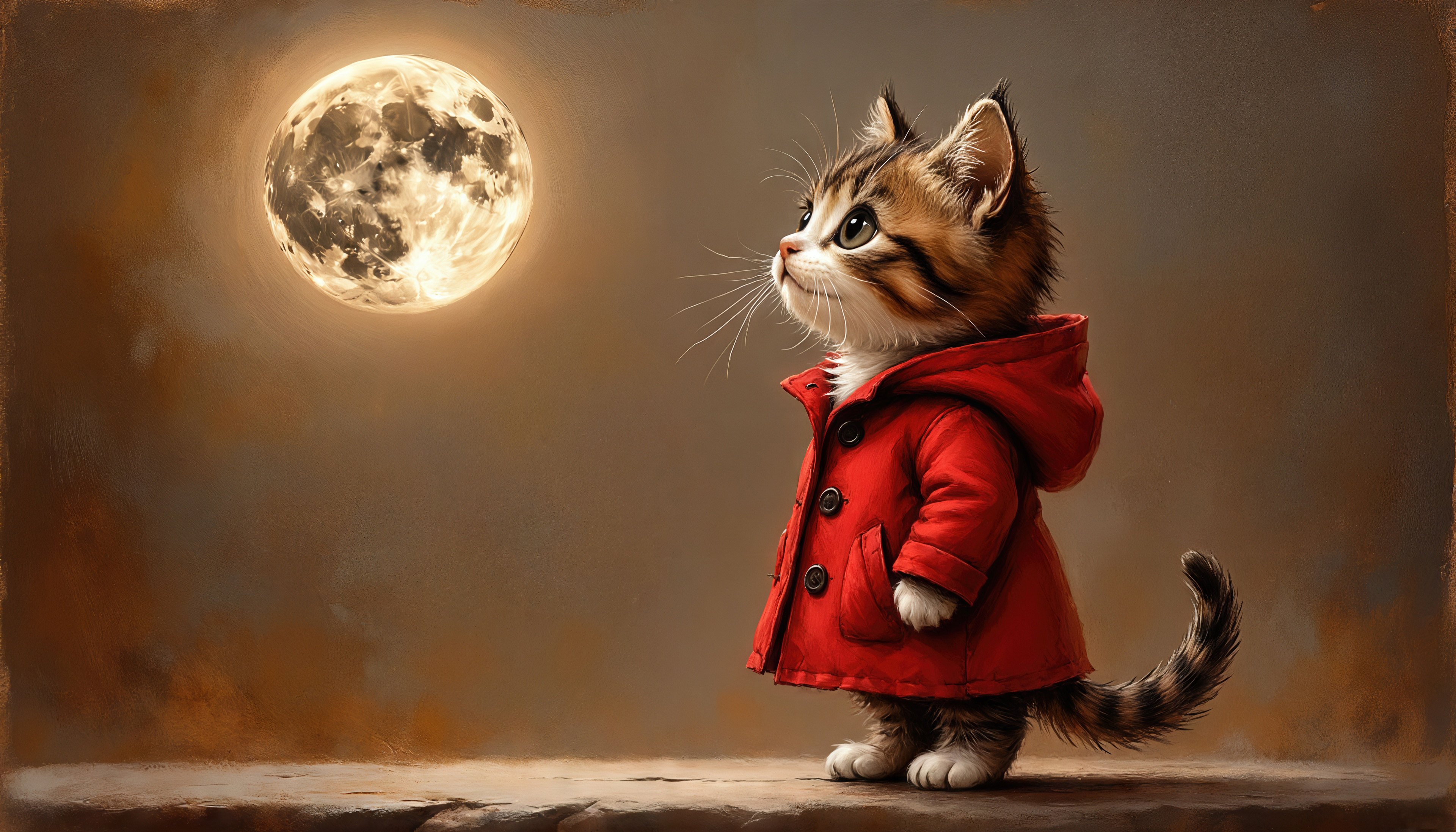 免费照片一只穿着明亮外套的小猫欣赏夜星的光芒。