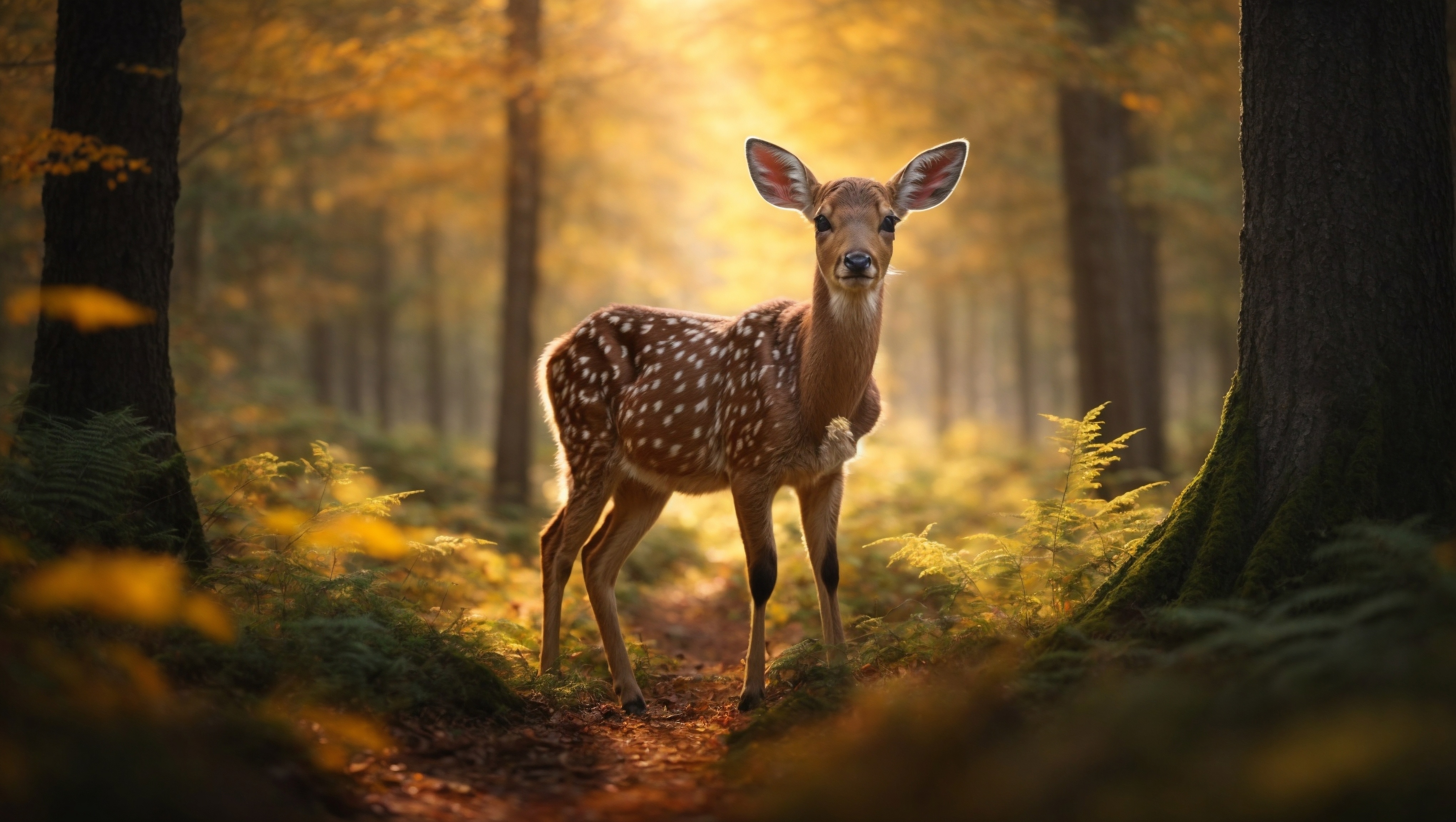 免费照片一只鹿站在森林里