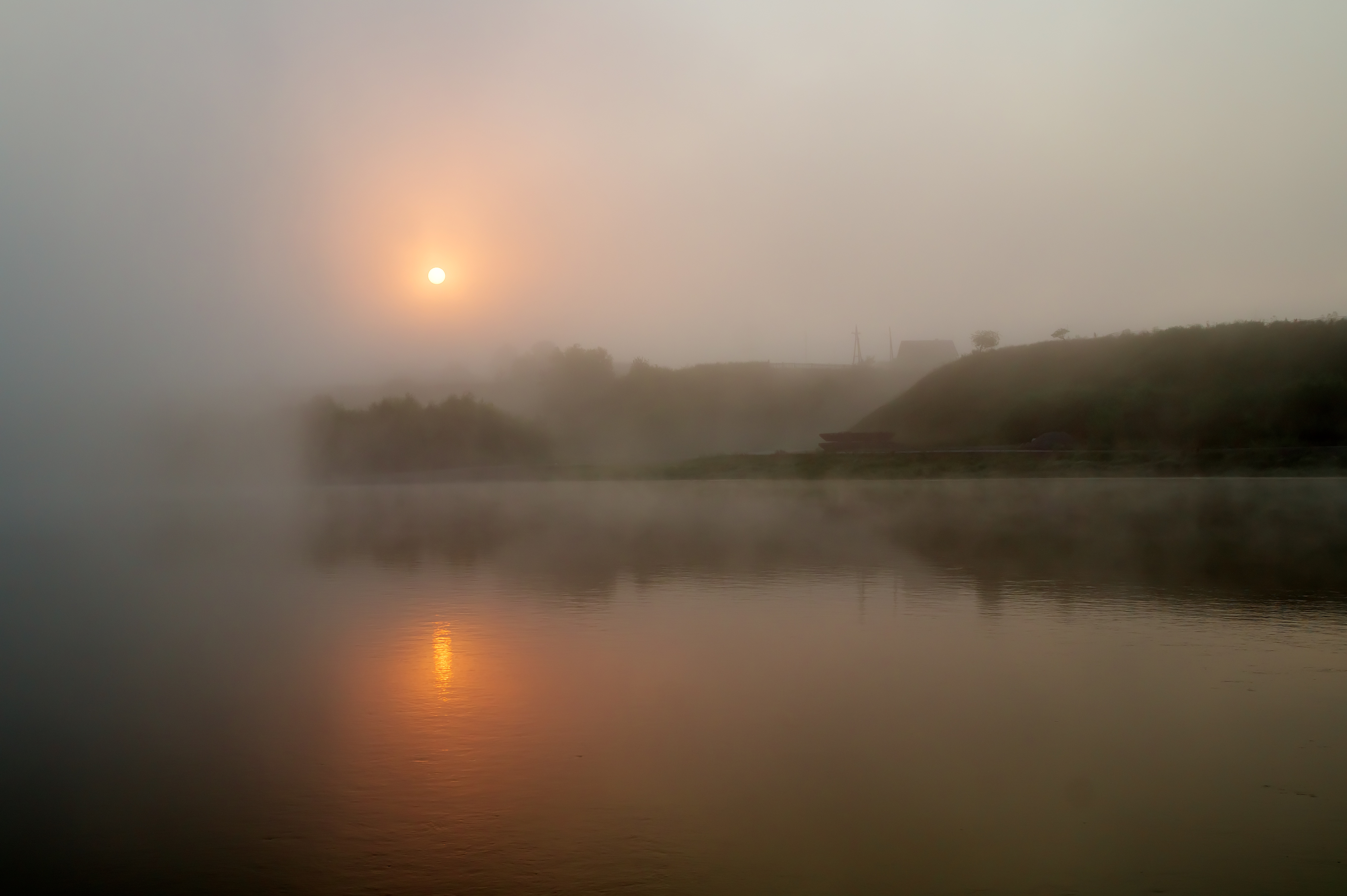 Dawn over the Siberian river
