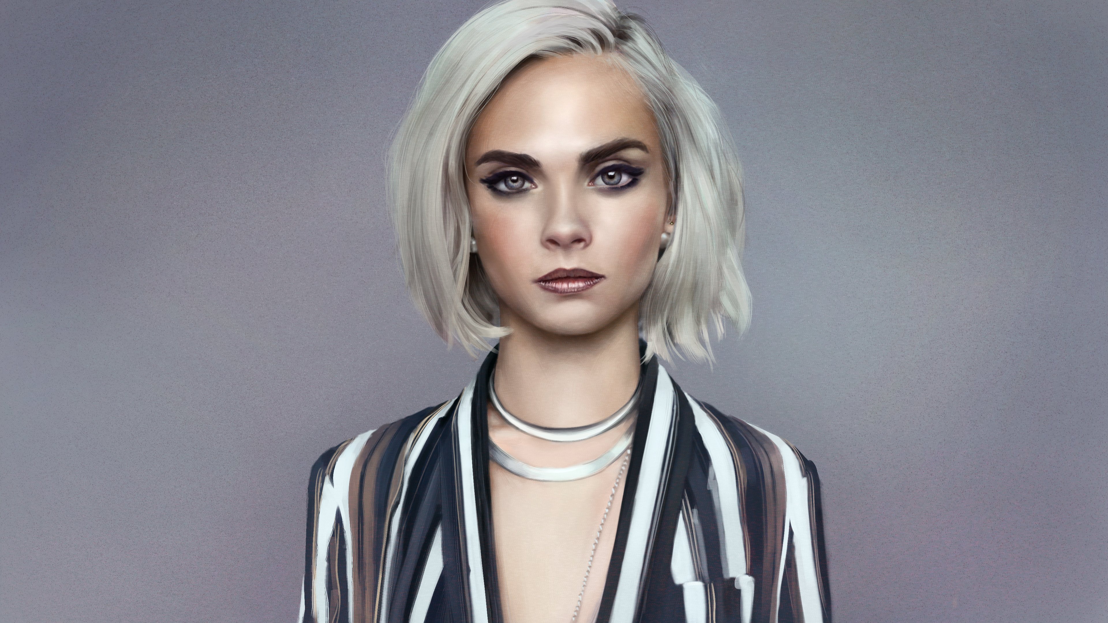 Wallpapers Cara Delevingne model white hair on the desktop