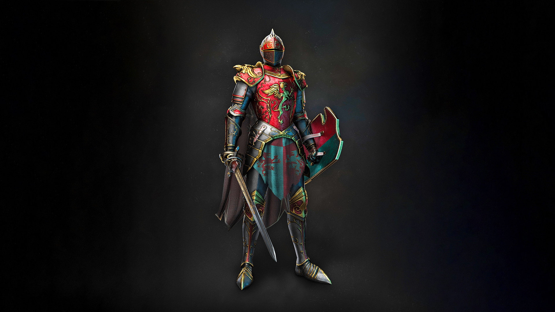 Free photo Knight on dark background