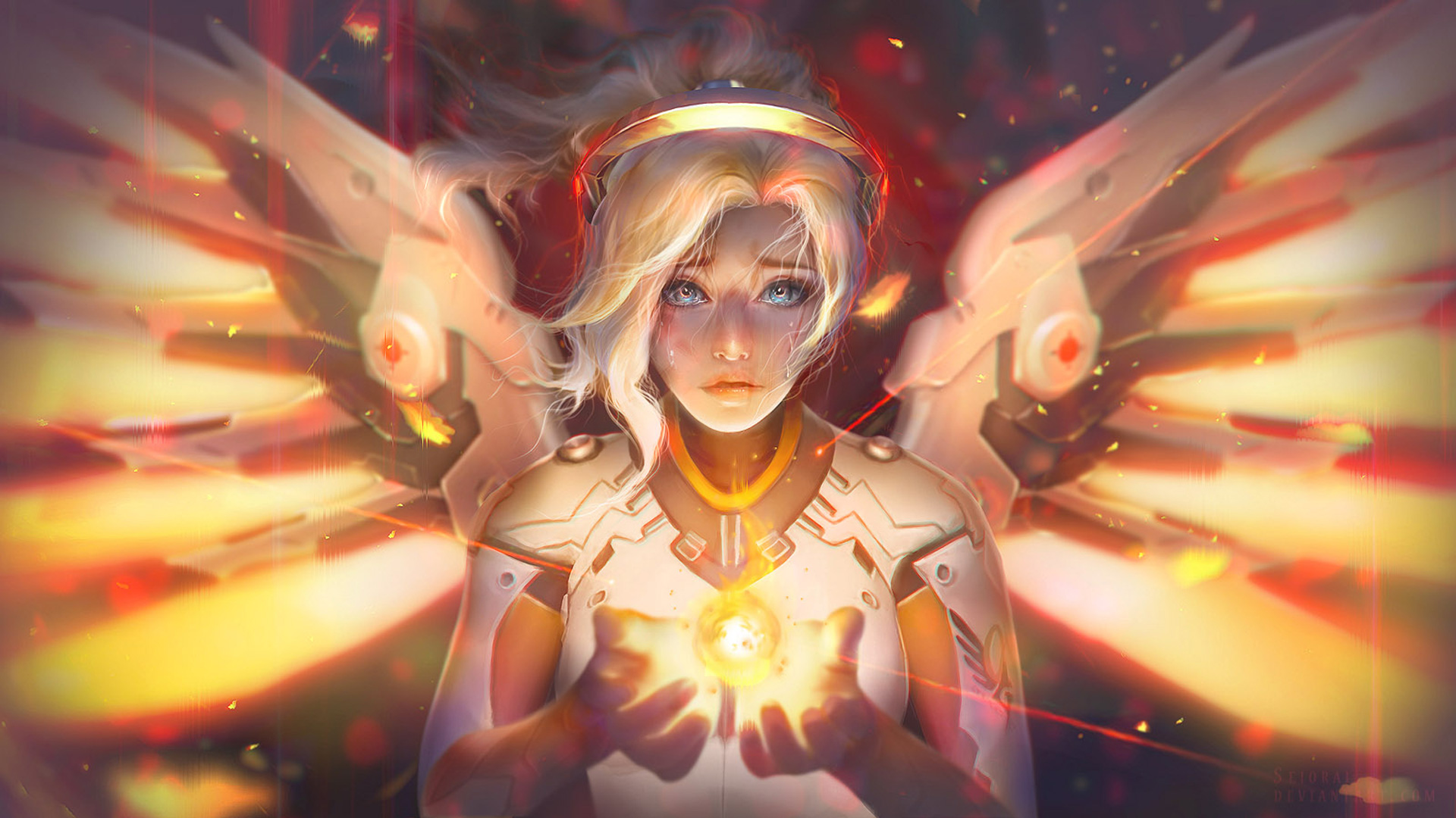 Wallpapers mercy overwatch angel games on the desktop