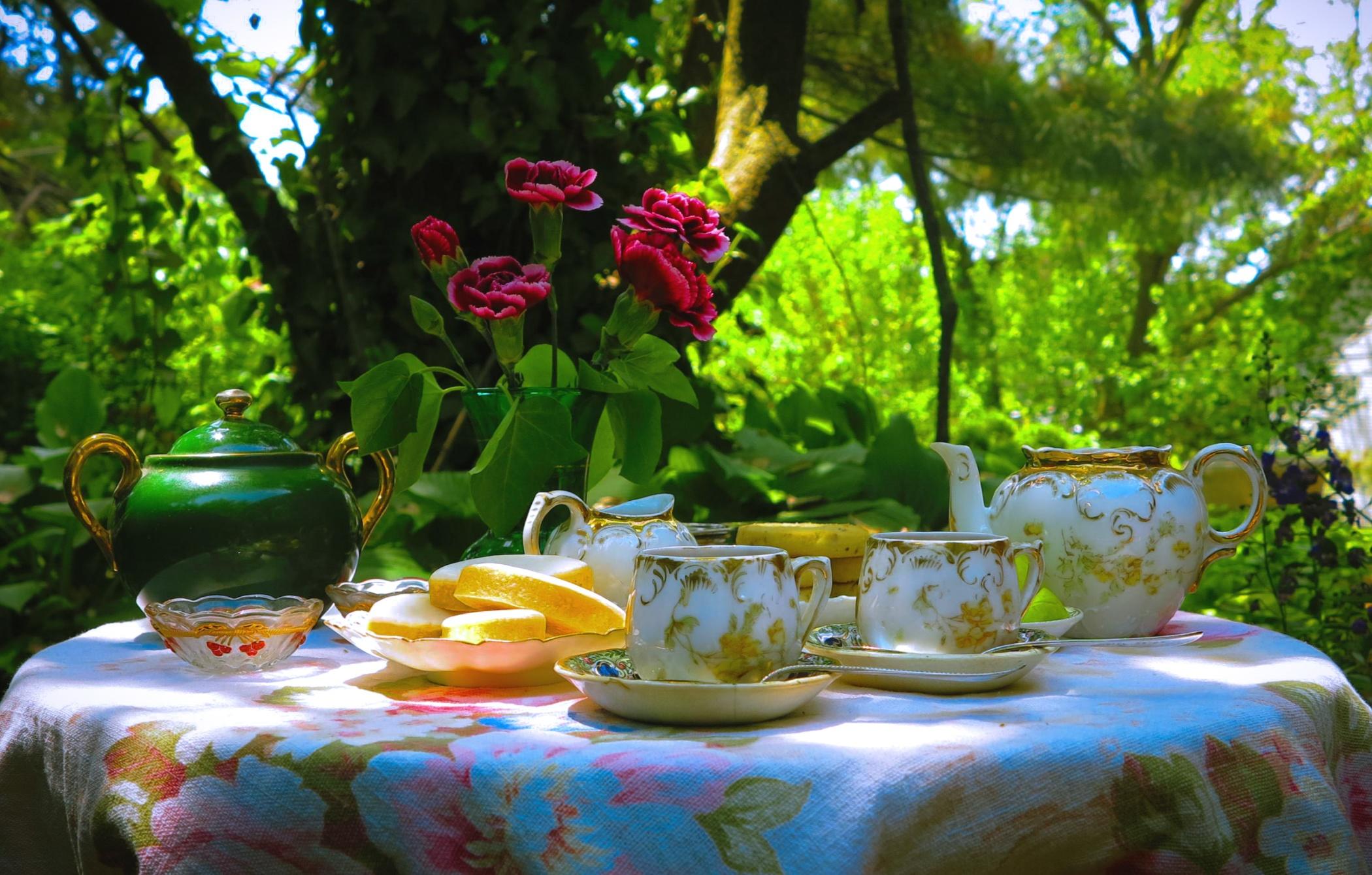 Wallpapers tableware tea table on the desktop