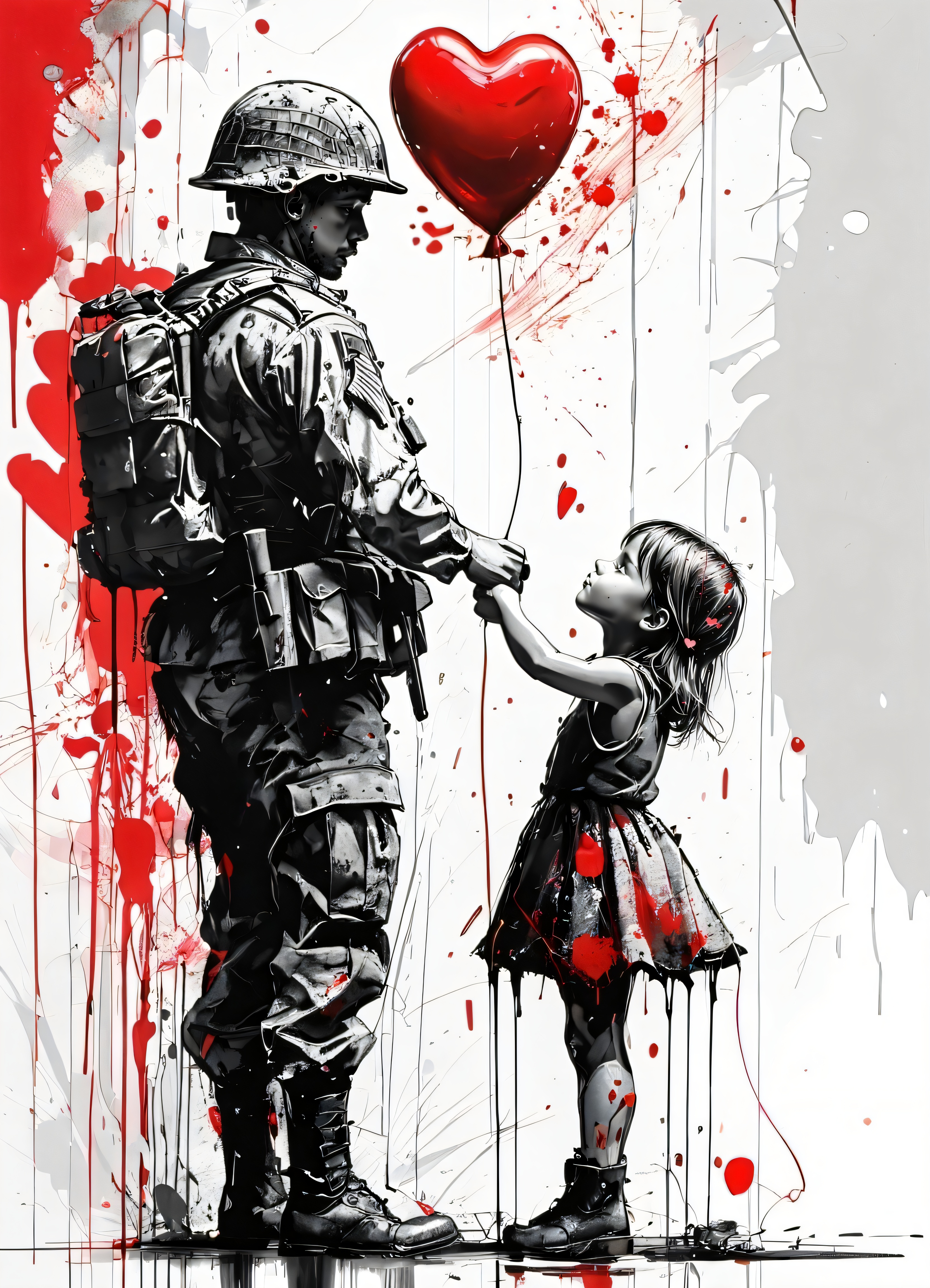 Бесплатное фото Девочка и солдат