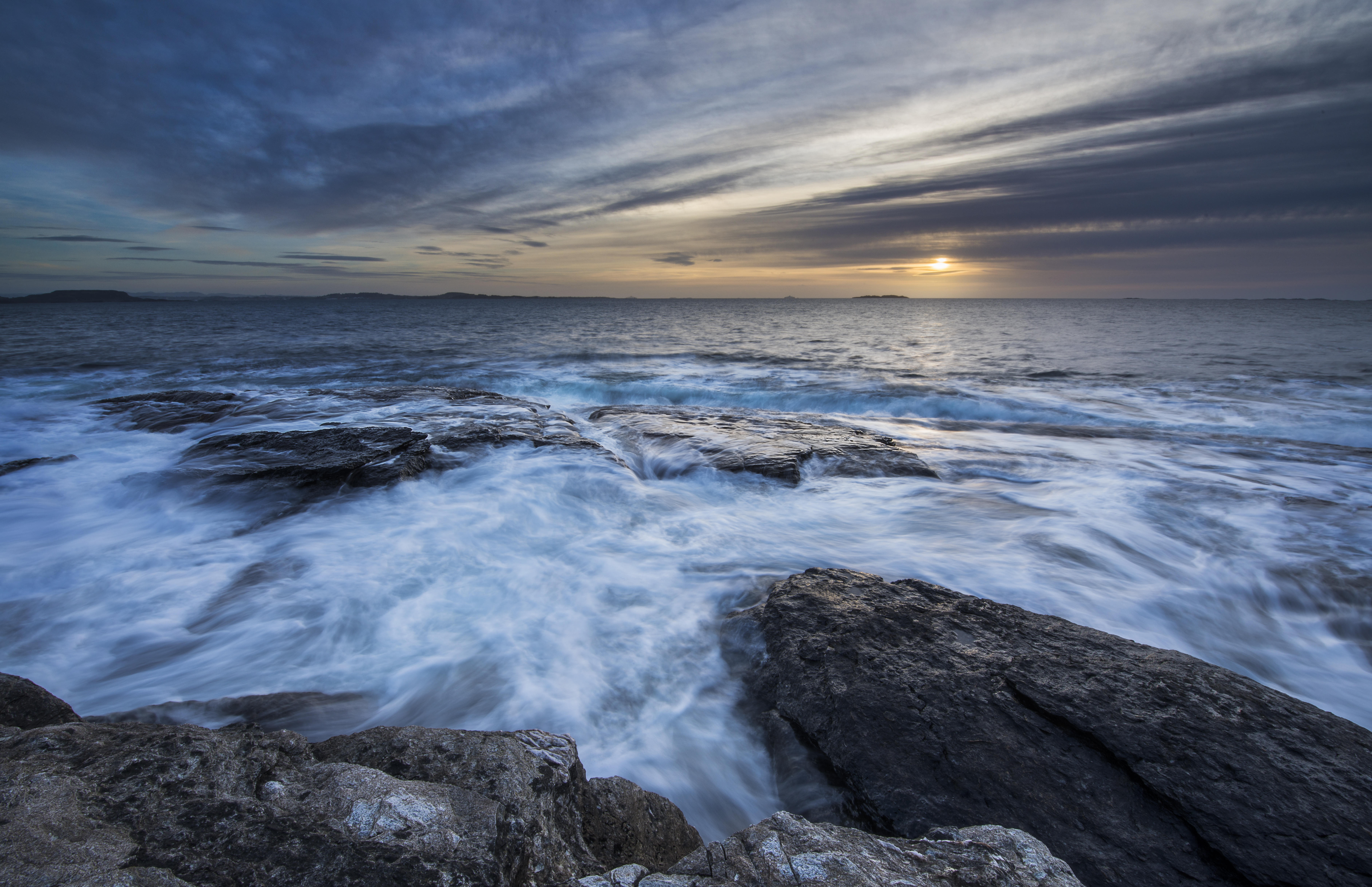 免费照片挪威日落时分的大海