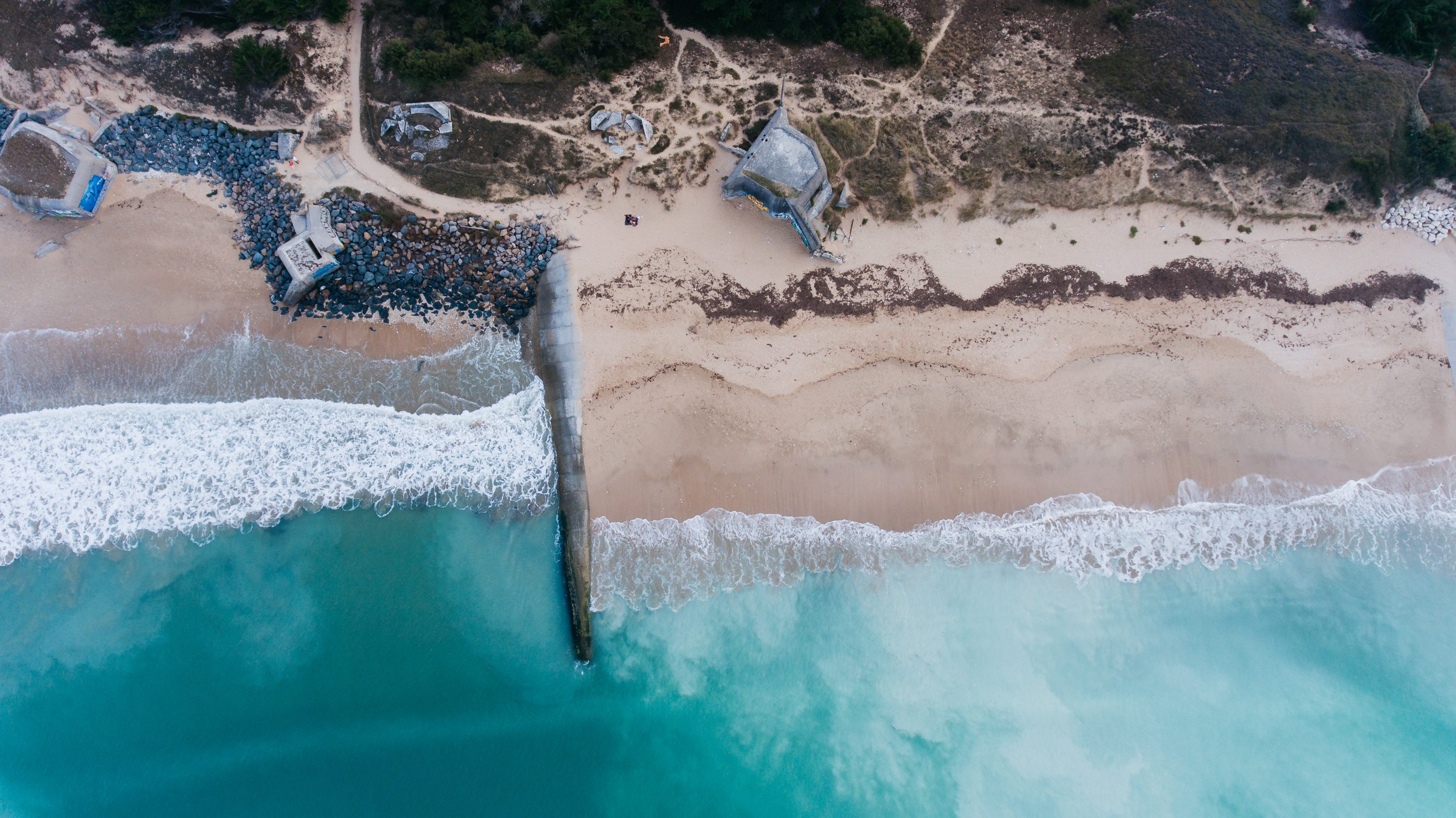 Free photo Coastal wave aerial view