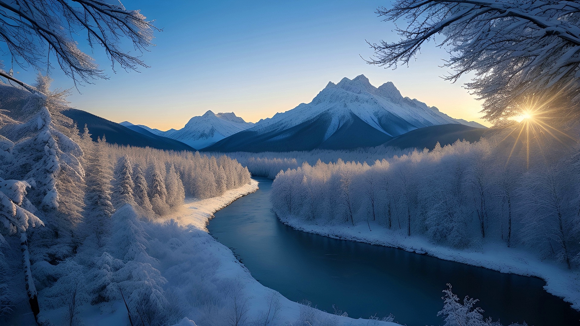 Free photo Winter landscape and river