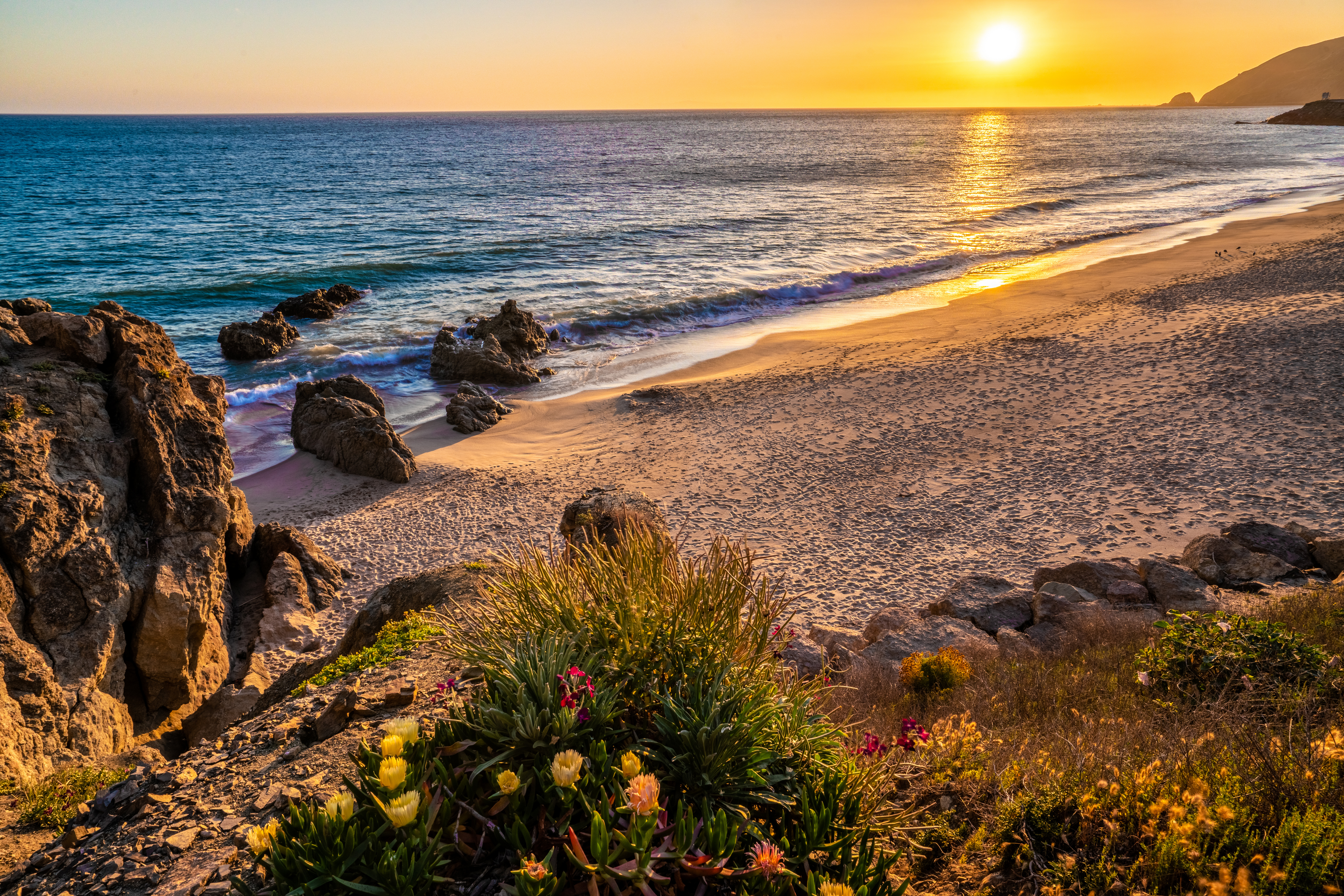 Wallpapers sunrise and sunset nature coast on the desktop