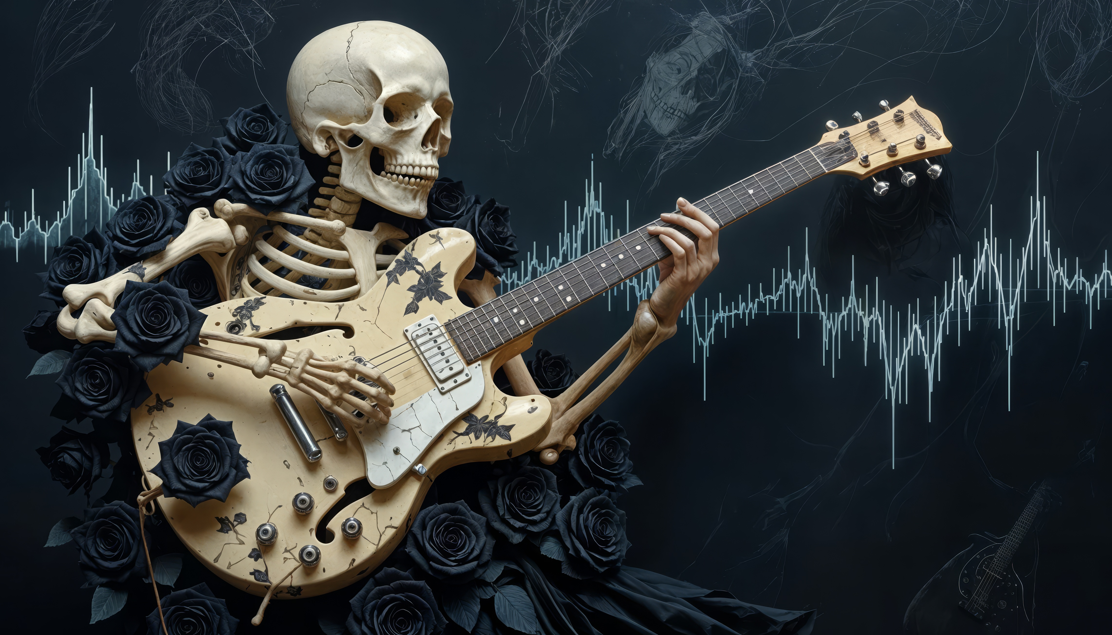 Скелет, играющий на гитаре и поющий
