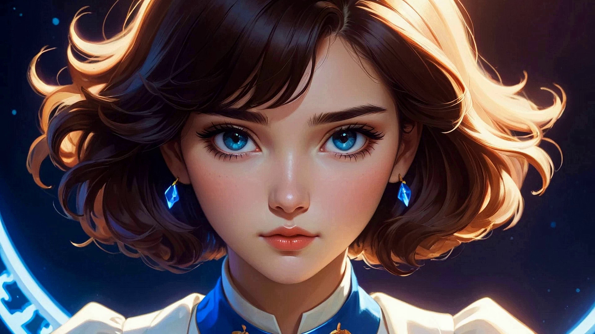 Бесплатное фото Портрет девушки шатенки в белом платье