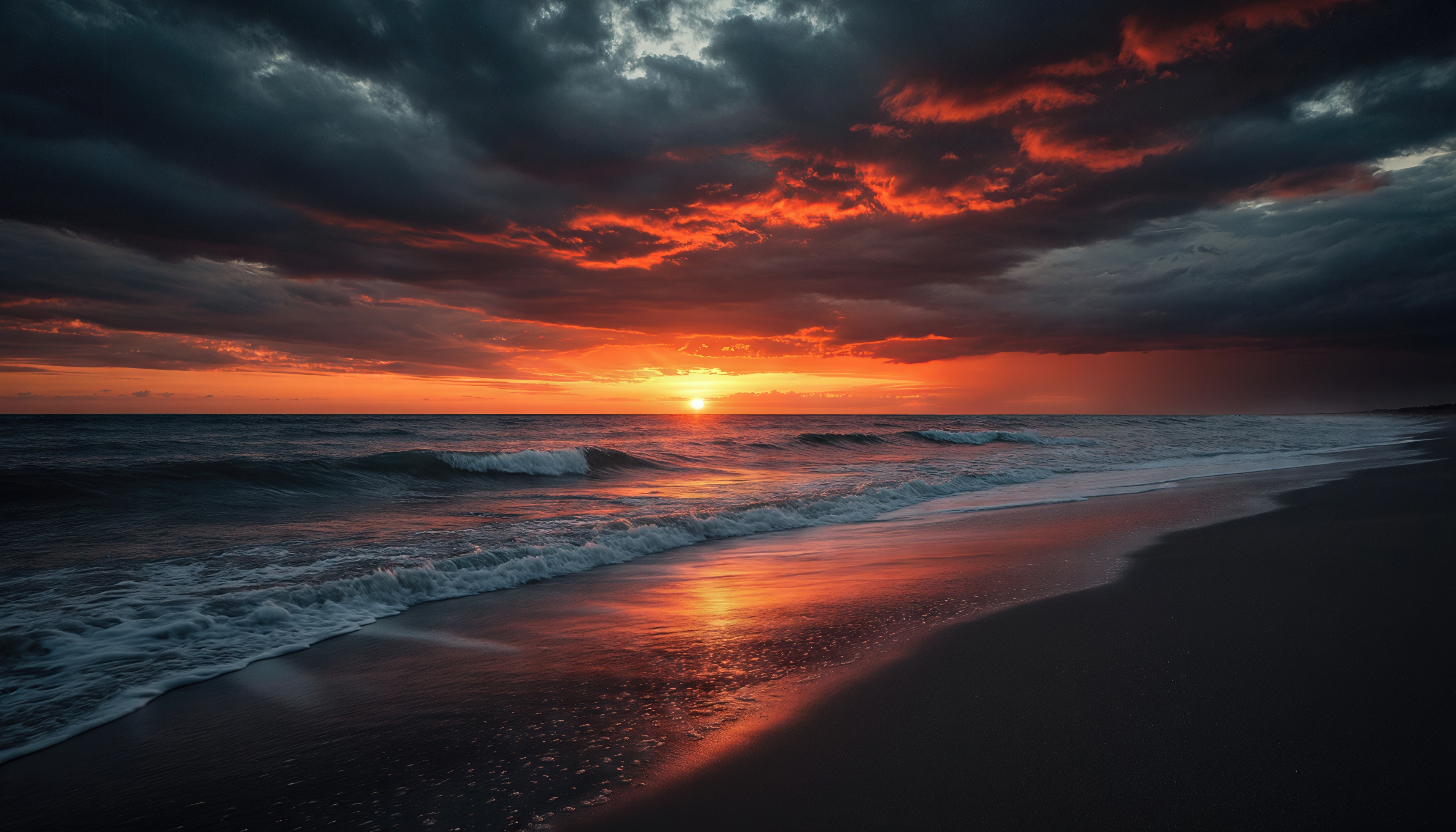 Wallpapers sunset sea beach on the desktop