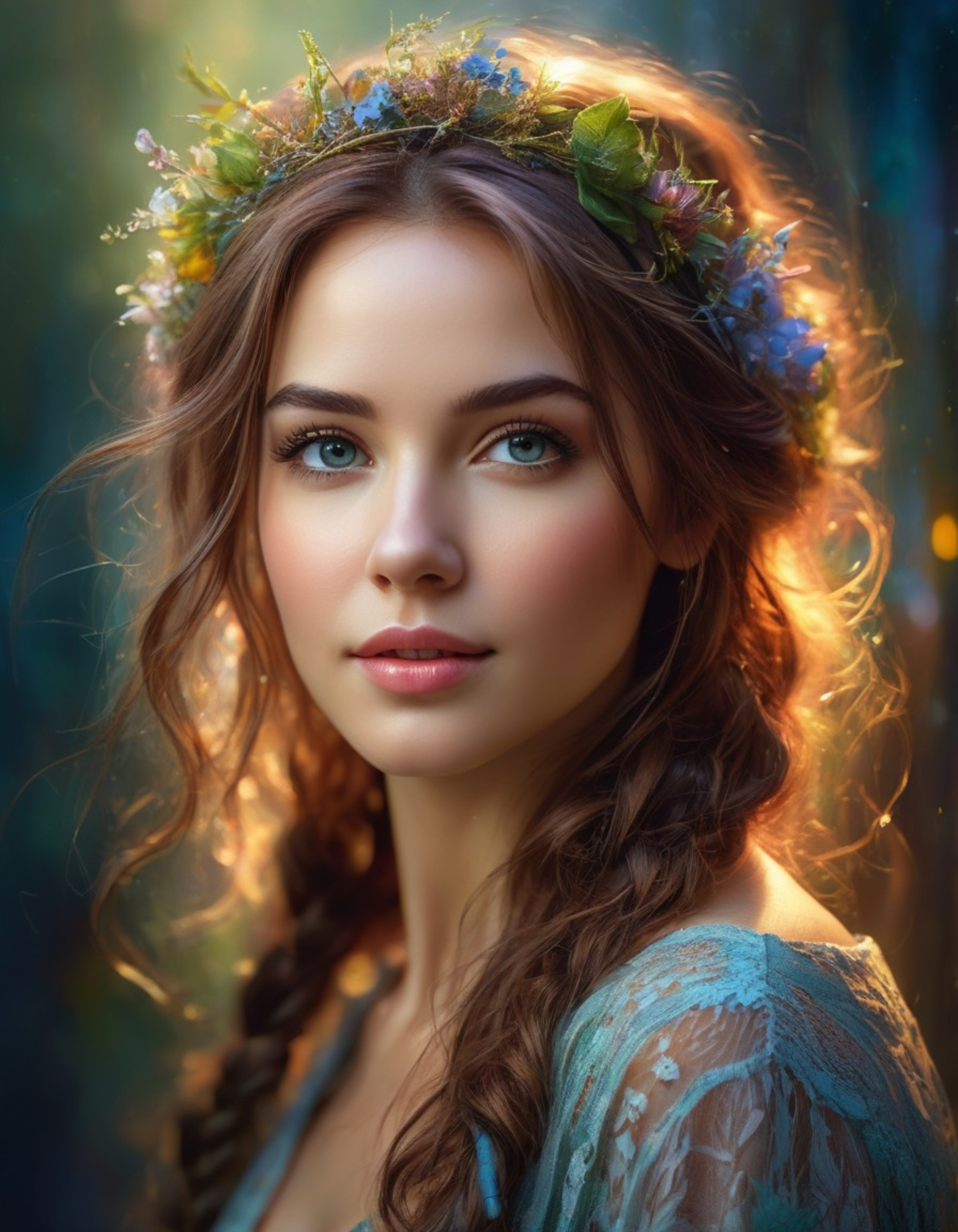 Бесплатное фото Портрет девушки с цветами в волосах