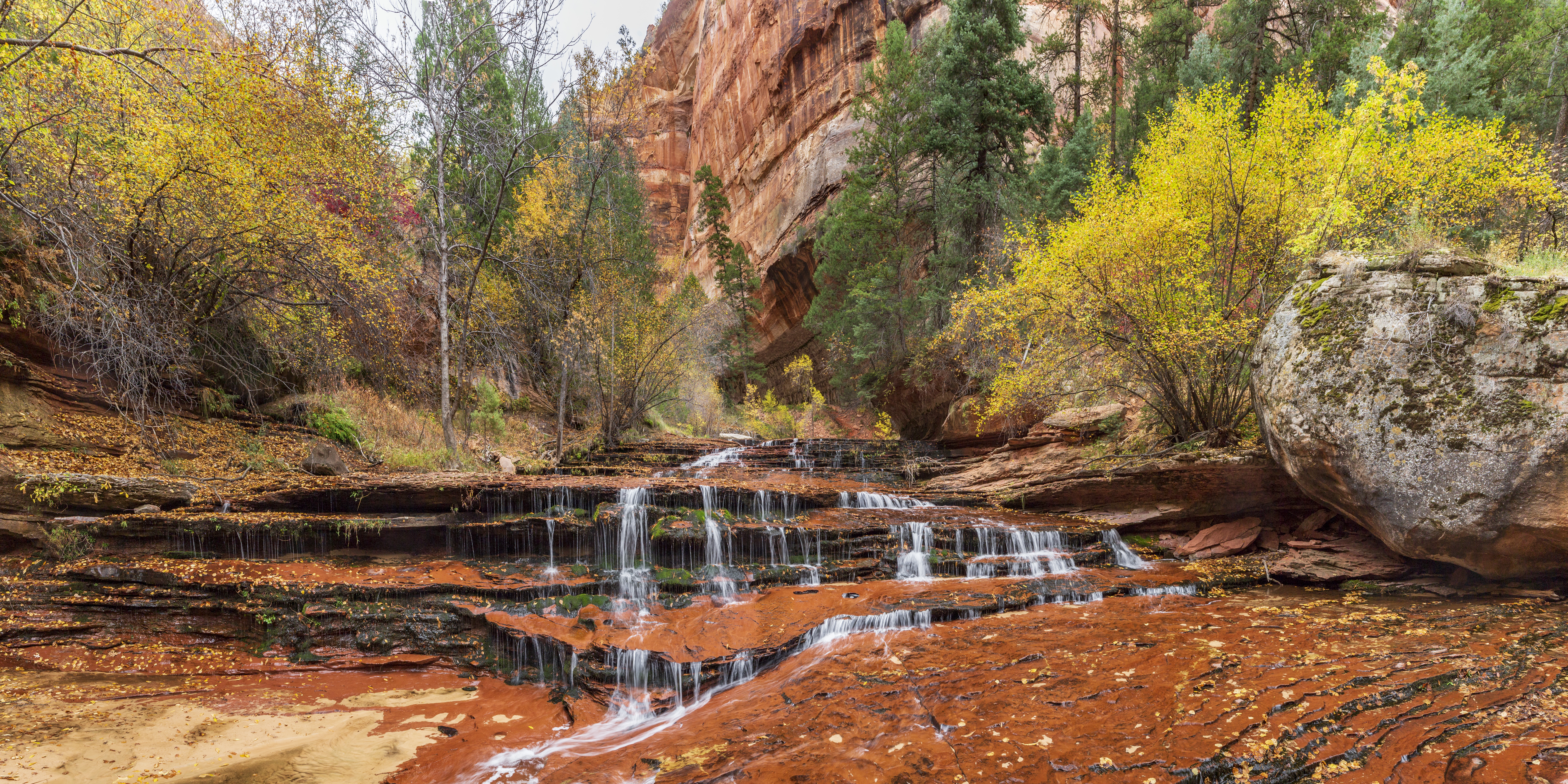 Обои Archangel Falls Zion National Park Utah осень на рабочий стол