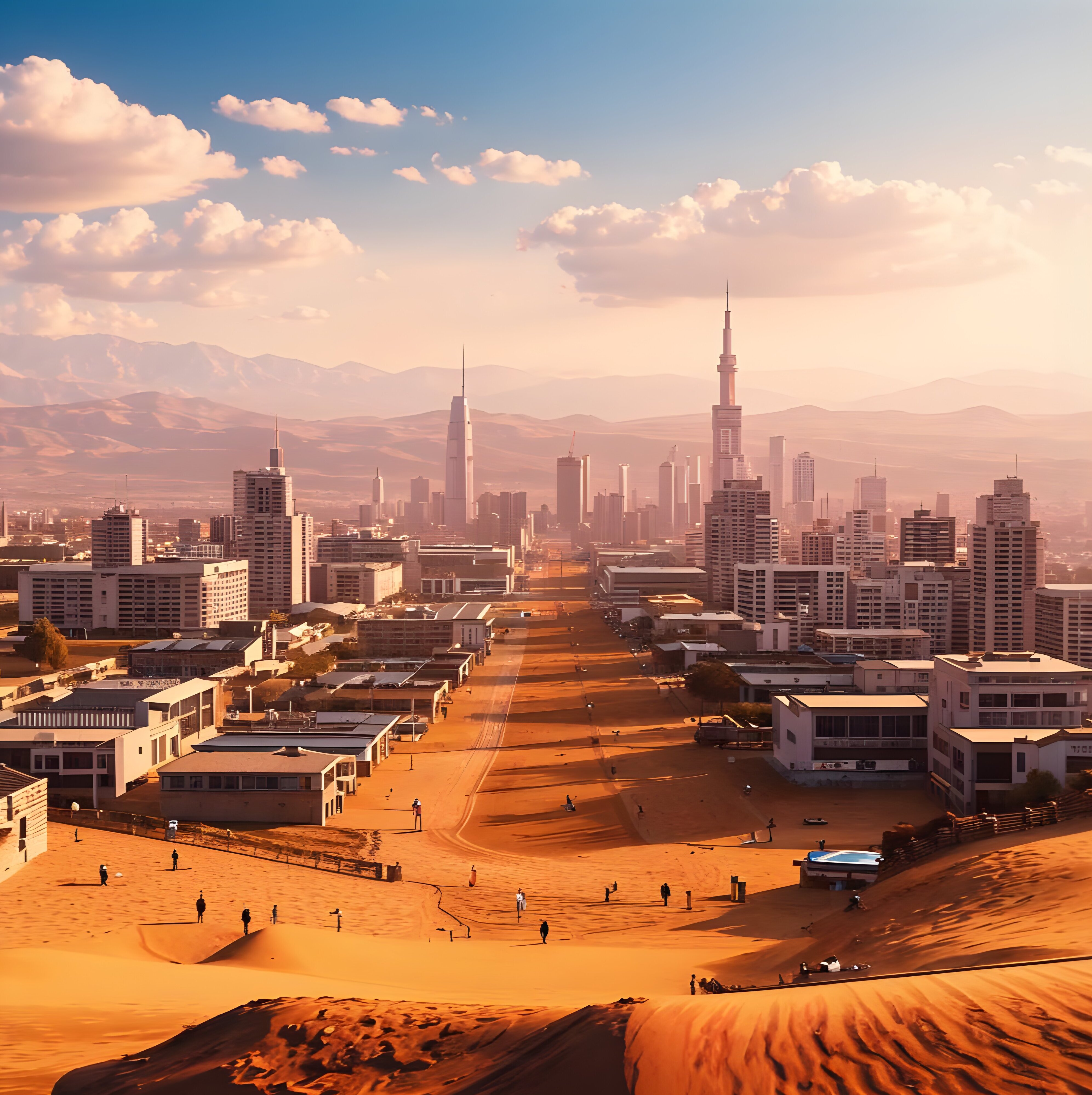 Бесплатное фото Город в пустыне