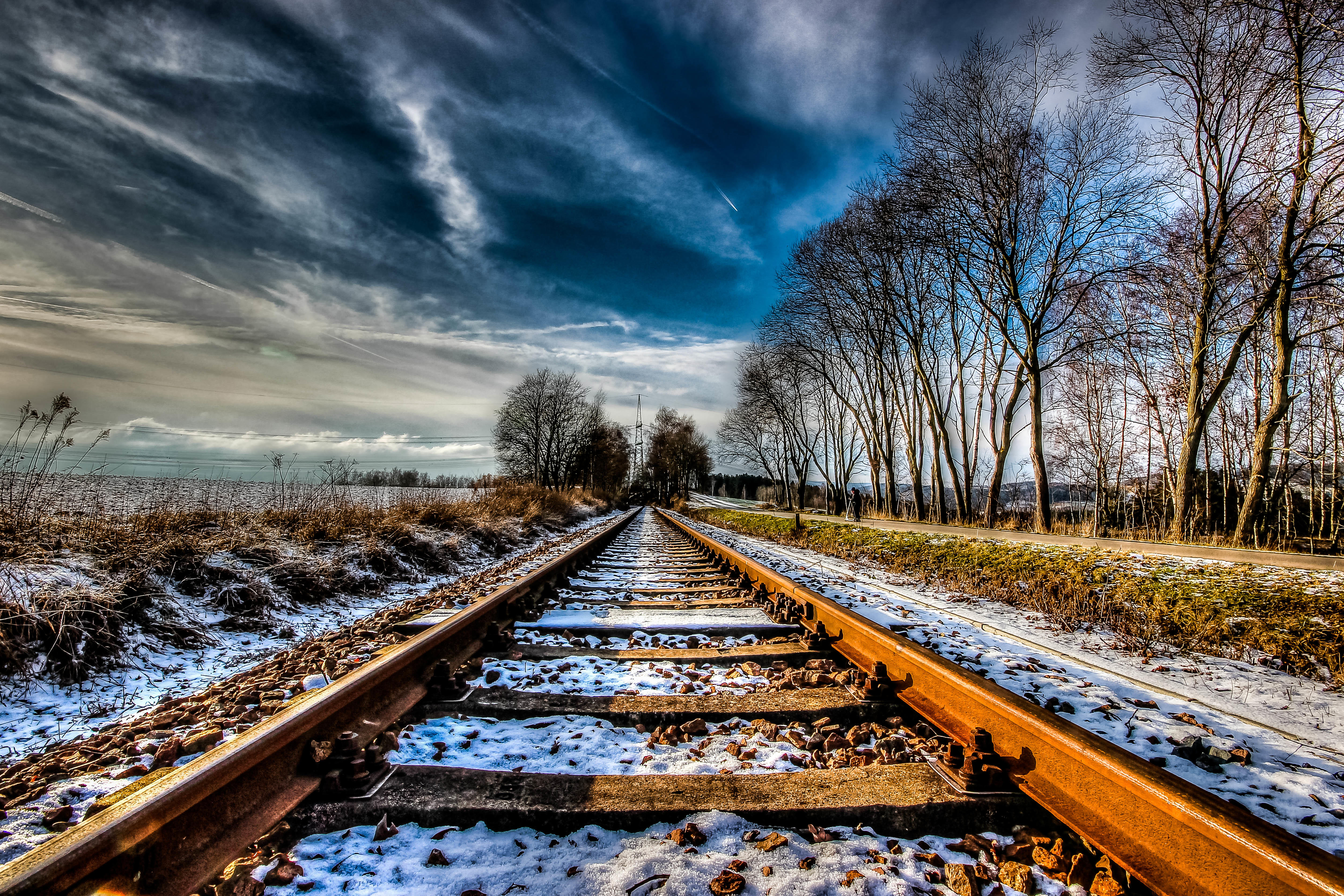 Wallpapers winter railway landscape on the desktop