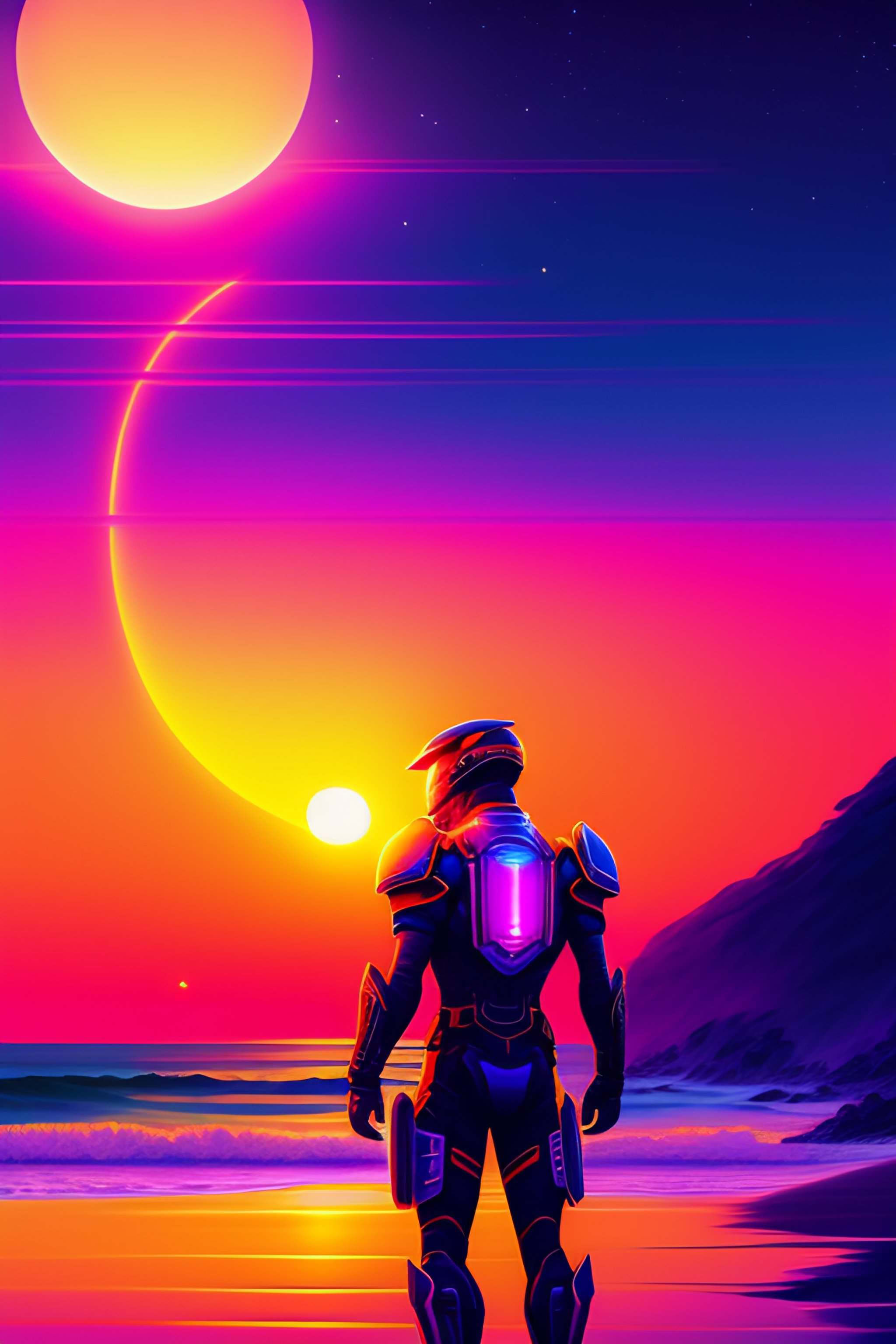 Free photo Sunset beautiful synthwave