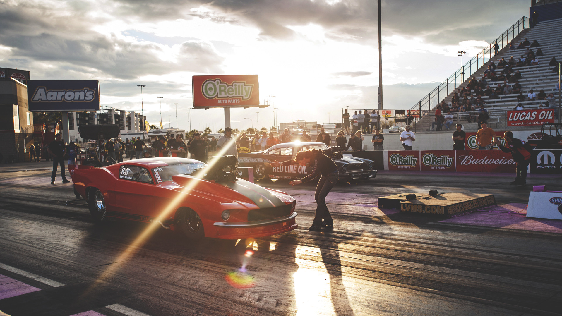 Wallpapers Ford Mustang drag start on the desktop