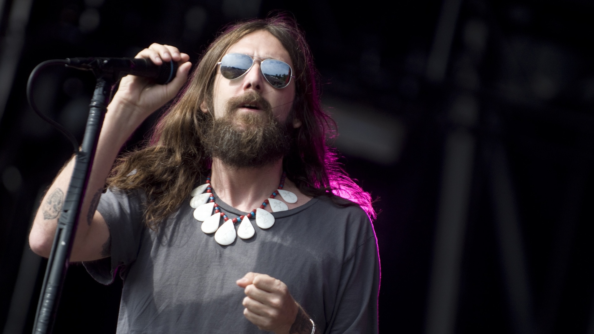 Крис Робинсон выступает перед сценой