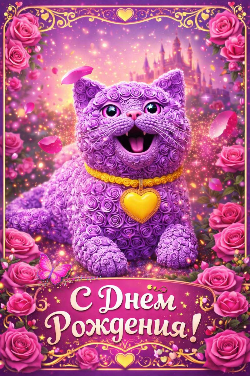 Бесплатная открытка Сказочный Кот поздравляет с Днем Рождения!