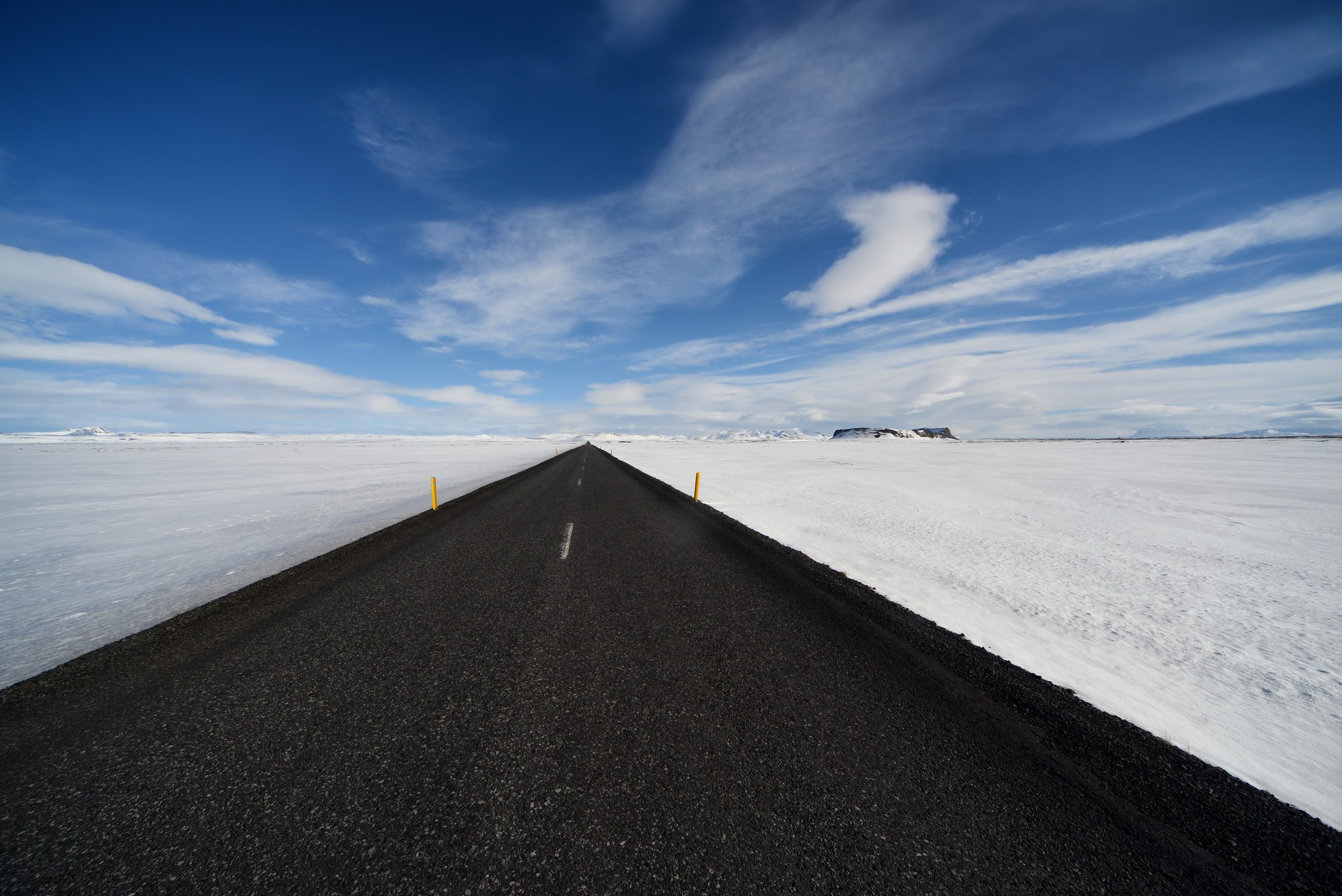 Snowfields on a country highway